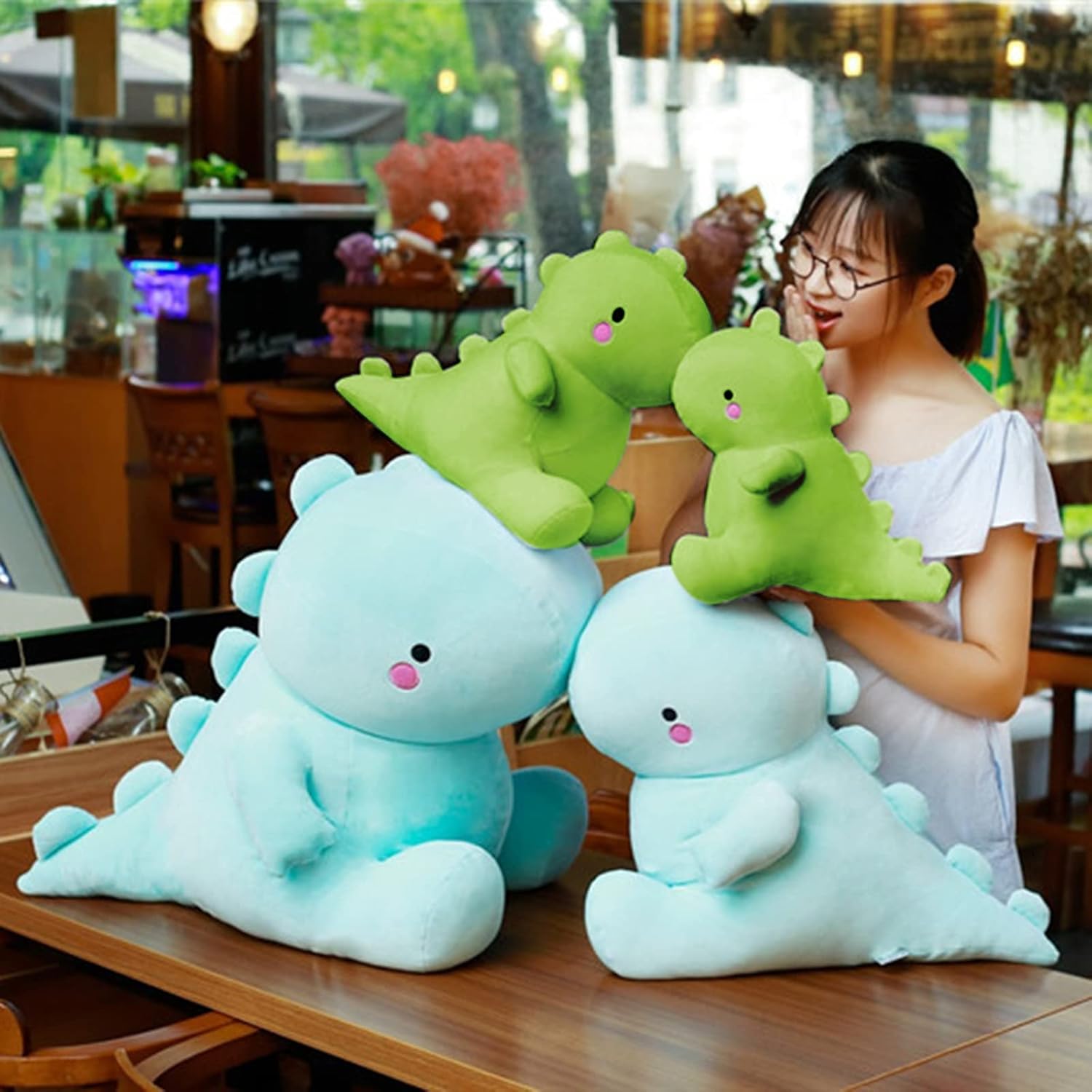 Lindos juguetes de peluche de dinosaurio, animales de peluche de dinosaurio grueso, animales de peluche suaves de dinosaurio, regalos de cumpleaños