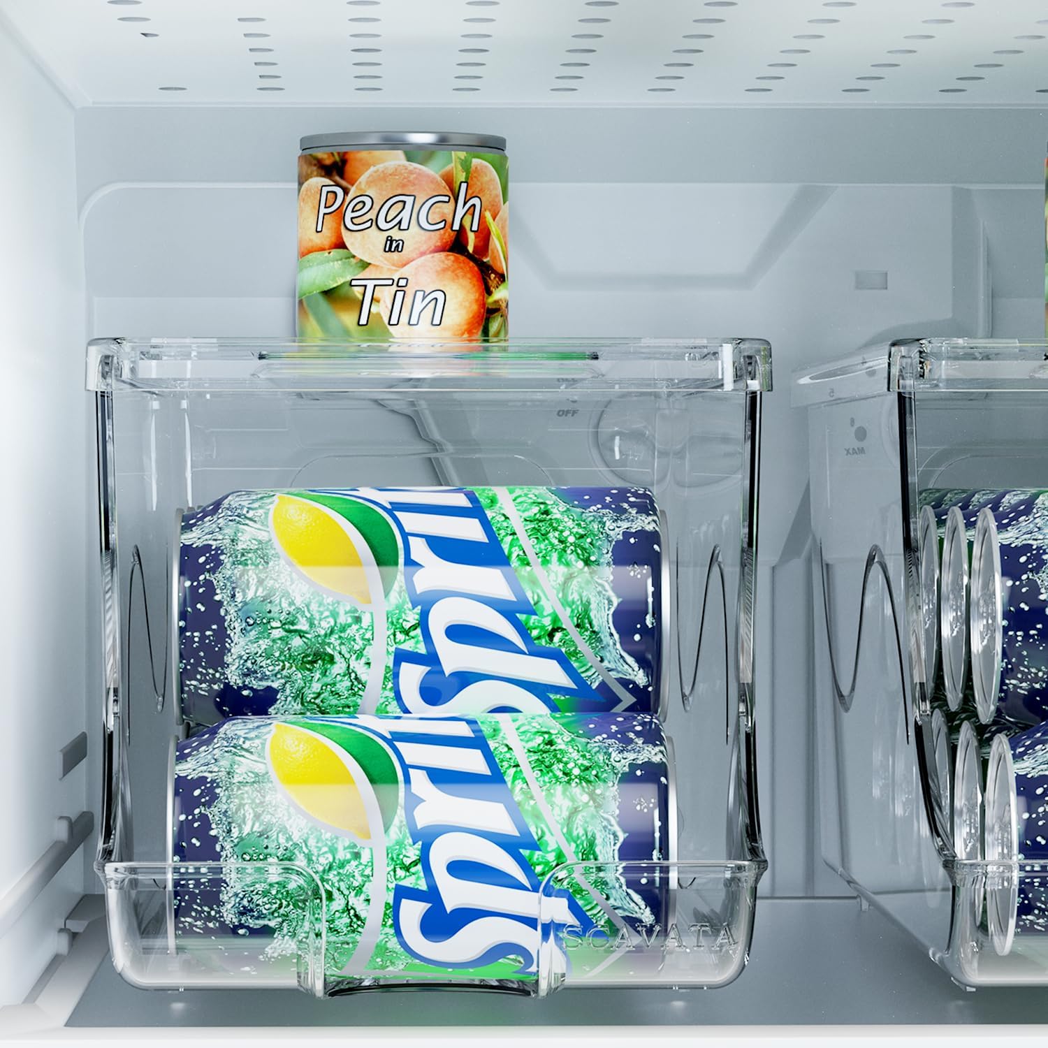 Organizador de latas de soda para refrigerador, contenedor apilable de latas de alimentos enlatados, dispensador de latas con tapa para nevera,