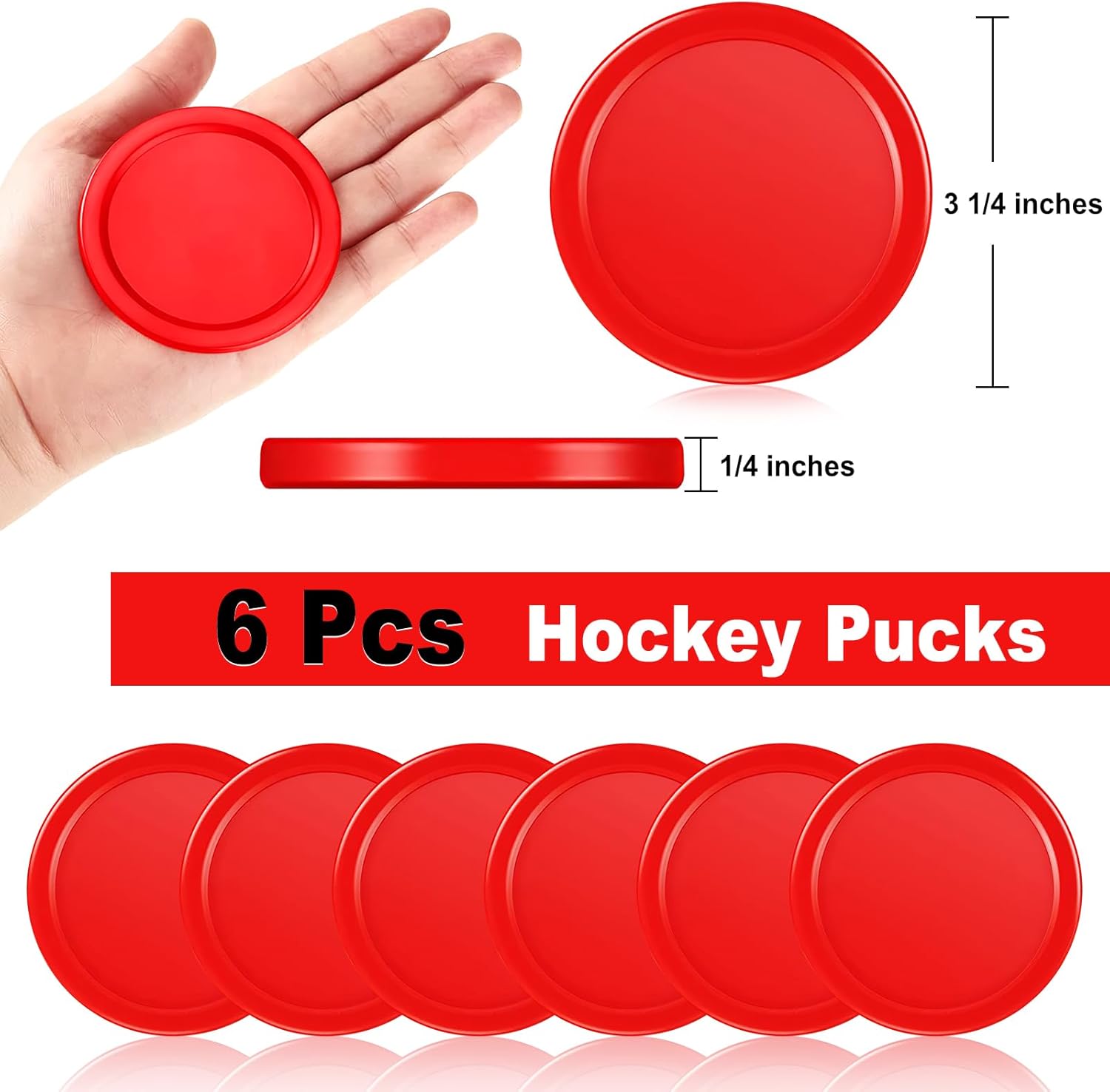 Coopay 3 14 Inches Air Hockey Pucks 6 Pack Full Size Heavy Replacement Pucks for Game Tables Equipment Accessories