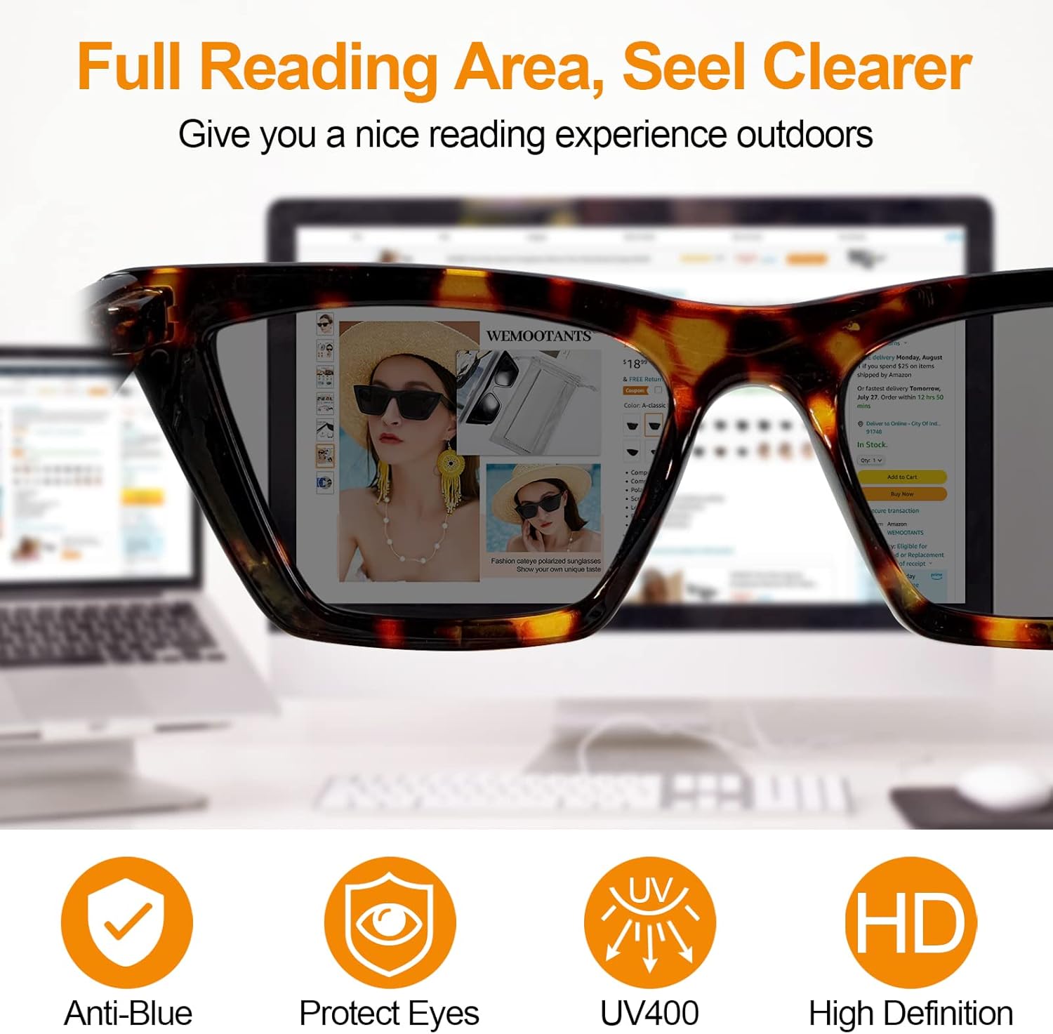 Gafas de sol de lectura de gran tamaño para mujer, con protección UV completa de ojo de gato, 1.0, 1.25, 1.5, 1.75 a 4.0