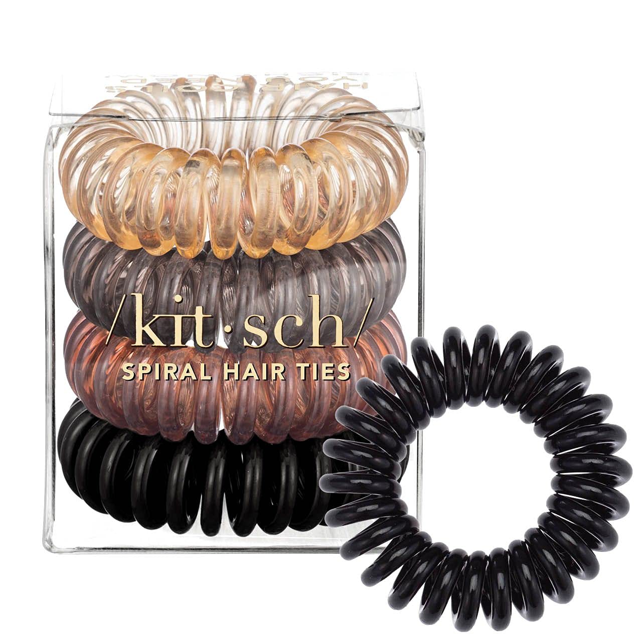 Kitsch lazos para el cabello en espiral, bobinas para el cabello, lazos para el cabello con cable telefónico, bobinas para el cabello, 4 unidades,