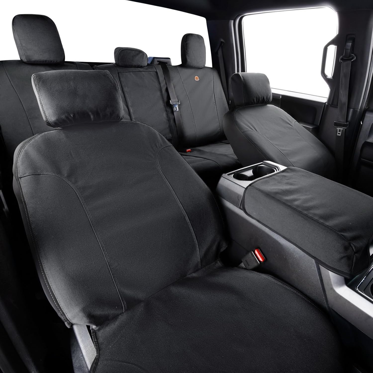 Coverado Fundas de asiento delantero, protector de asiento de lona impermeable para cojines de asiento de automóvil para niños y perros, fundas de