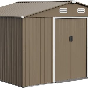 Cobertizo de almacenamiento para exteriores de 10 x 8 pies, impermeable, con cerradura y puerta corrediza y rejillas de ventilación, casa de Cobertizo de almacenamiento para exteriores de 10 x 8 pies, impermeable, con cerradura y puerta corrediza y rejillas de ventilación, casa de