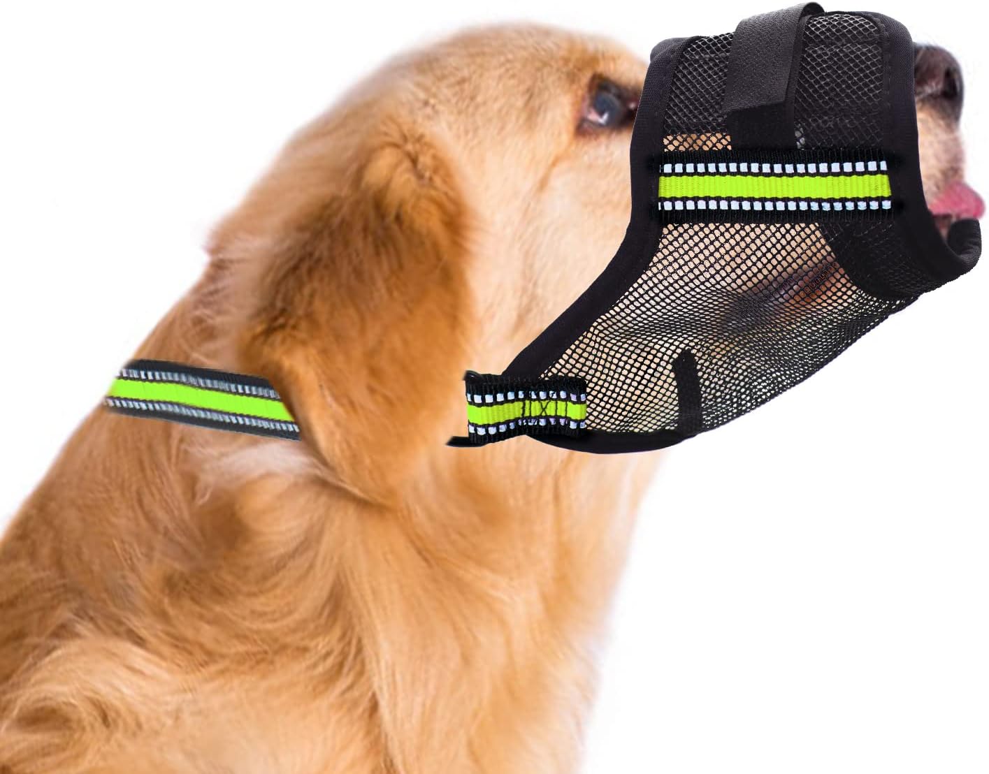 Bozal para perro, bozal de nailon suave antimordeduras y ladridos, bozal para perro transpirable de malla de aire con velcro ajustable y correa