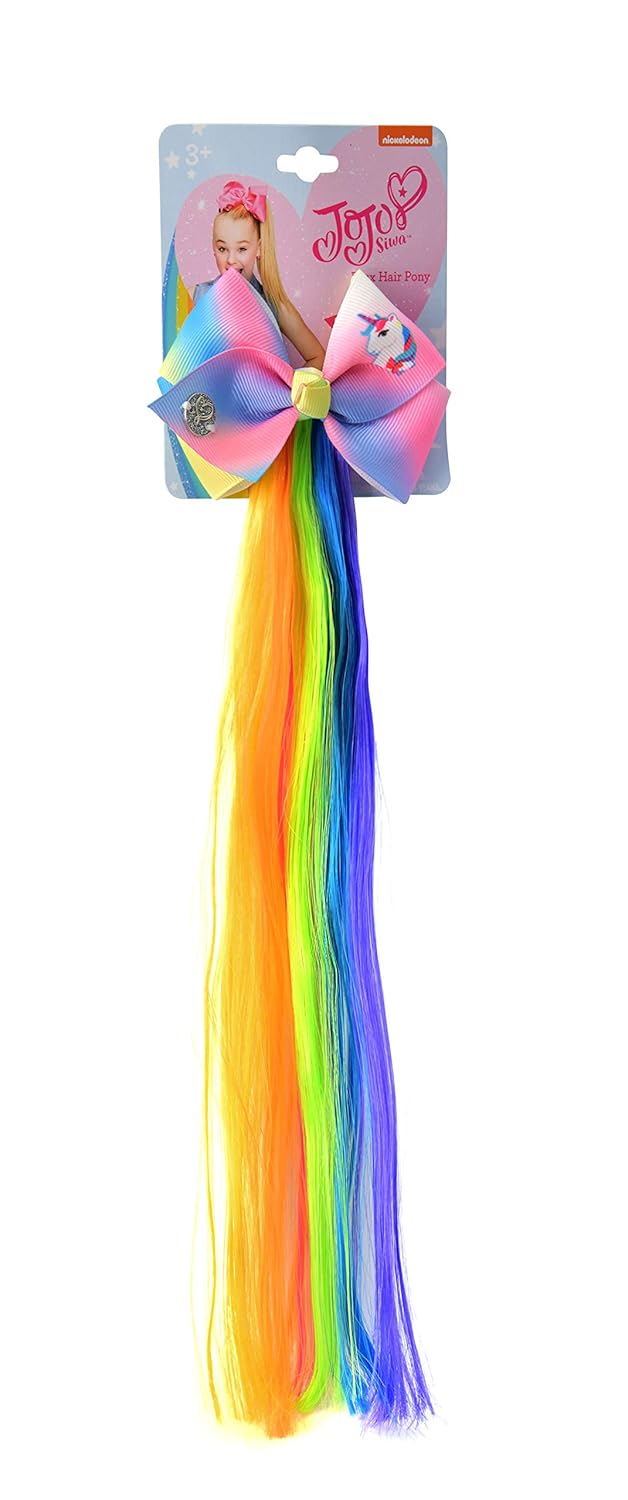 JoJo Siwa Fun – Extensión de pelo sintético de 12 pulgadas con lazos impresos, juego de 4 unidades