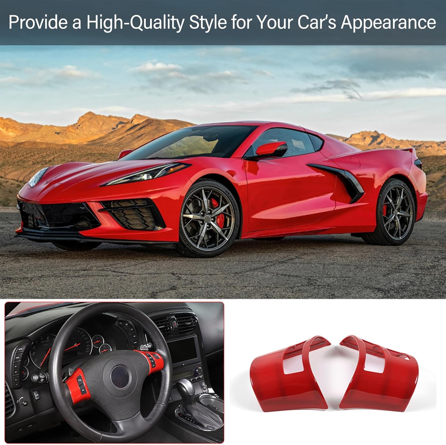 Cubierta del marco del botón del volante de automóvil para Corvette C6 Z06 ZR1 2005-2013 Accesorios de interior Calcomanía, calcomanías de estilo