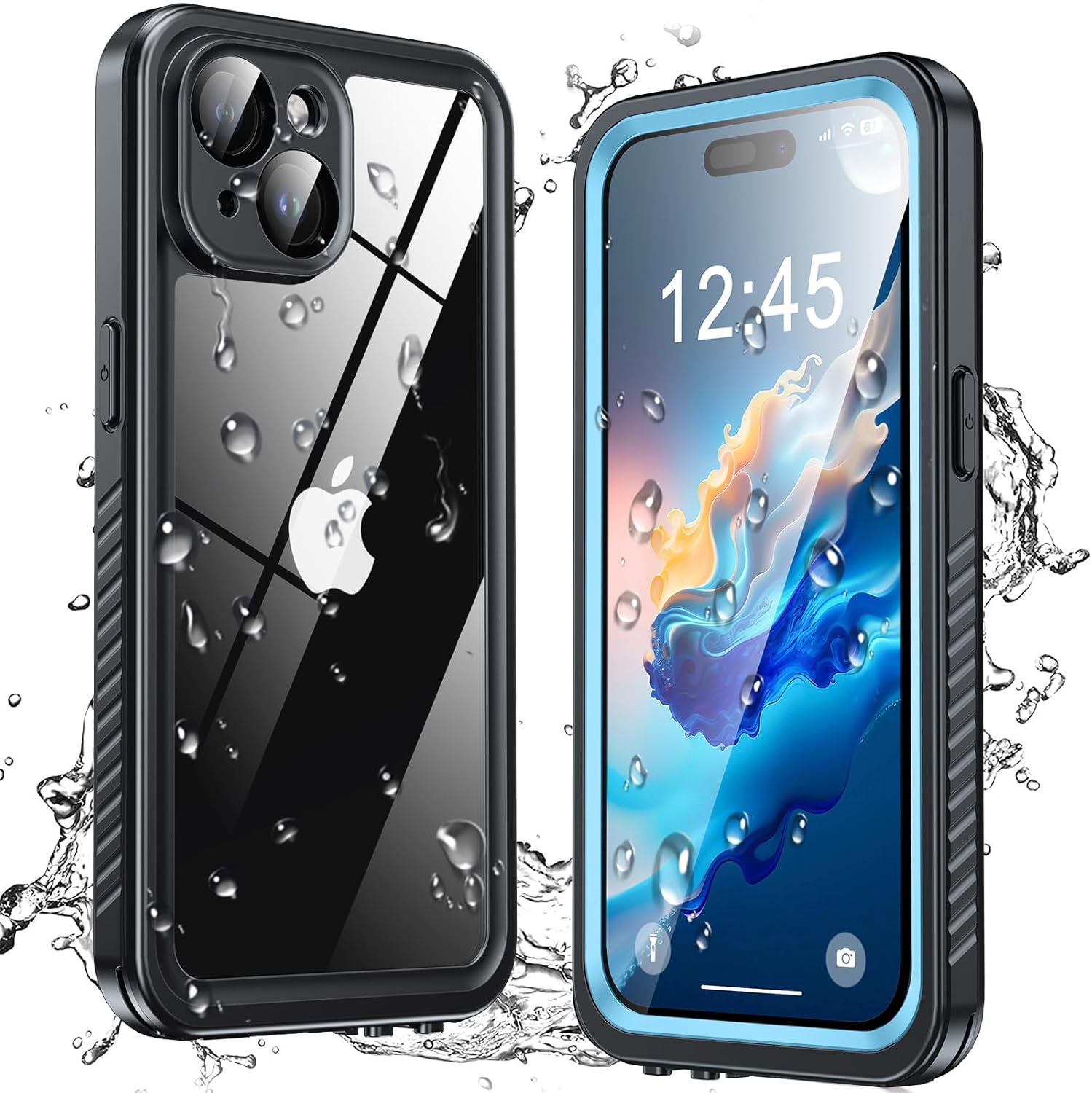ANTSHARE Funda impermeable para iPhone 15, protector de pantalla y lente integrados 14 pies a prueba de caídas militares cuerpo completo a prueba de