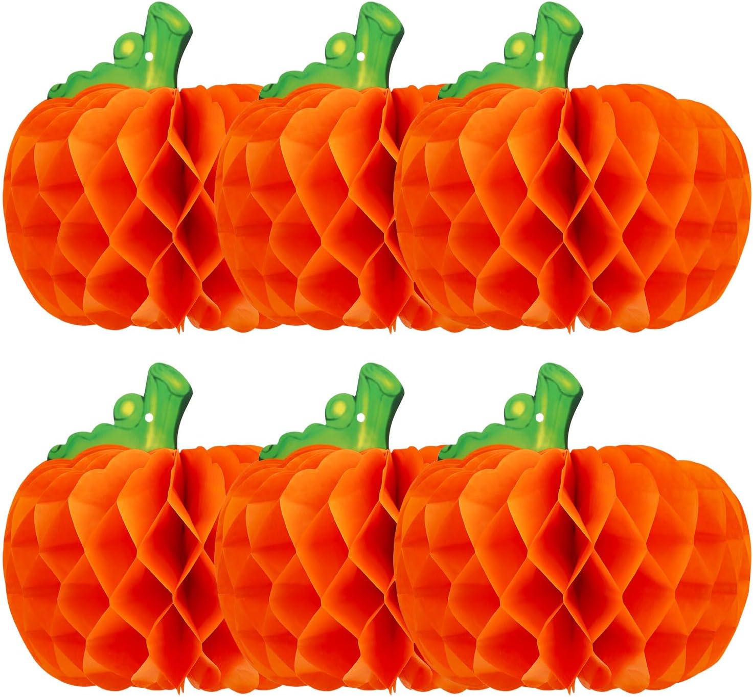 YZXZM Faroles de papel de Halloween de panal, decoración de calabaza de Halloween para Acción de Gracias, cosecha de otoño (6 unidades)