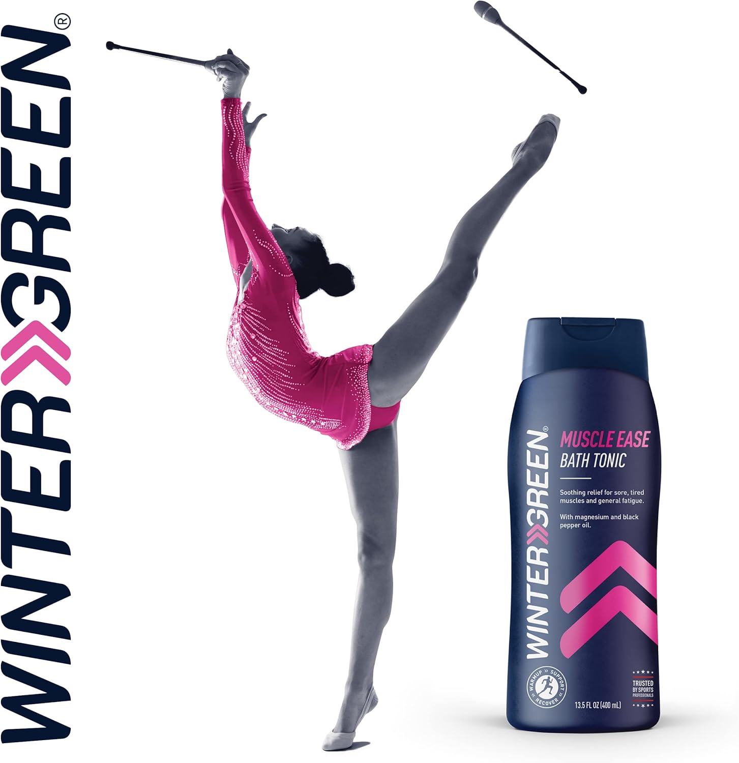 Wintergreen Muscle Ease Bath Tonic – Paquete de 2 unidades (2 x 13.5 onzas líquidas), mezcla de aceite de gaultina, sales de magnesio y aceite de