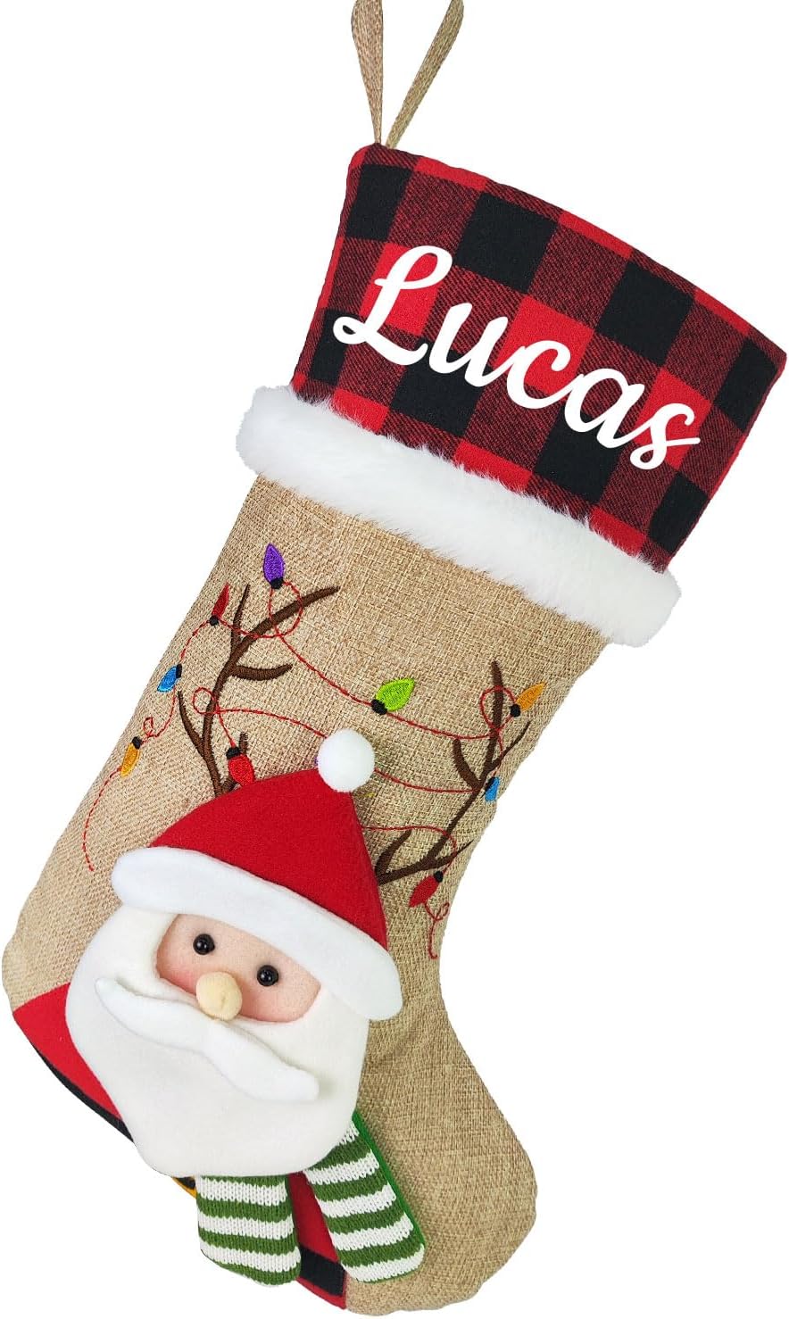Calcetín de Navidad personalizado con nombre, medias de Navidad personalizadas, regalos de decoración de Navidad personalizados para familiares y