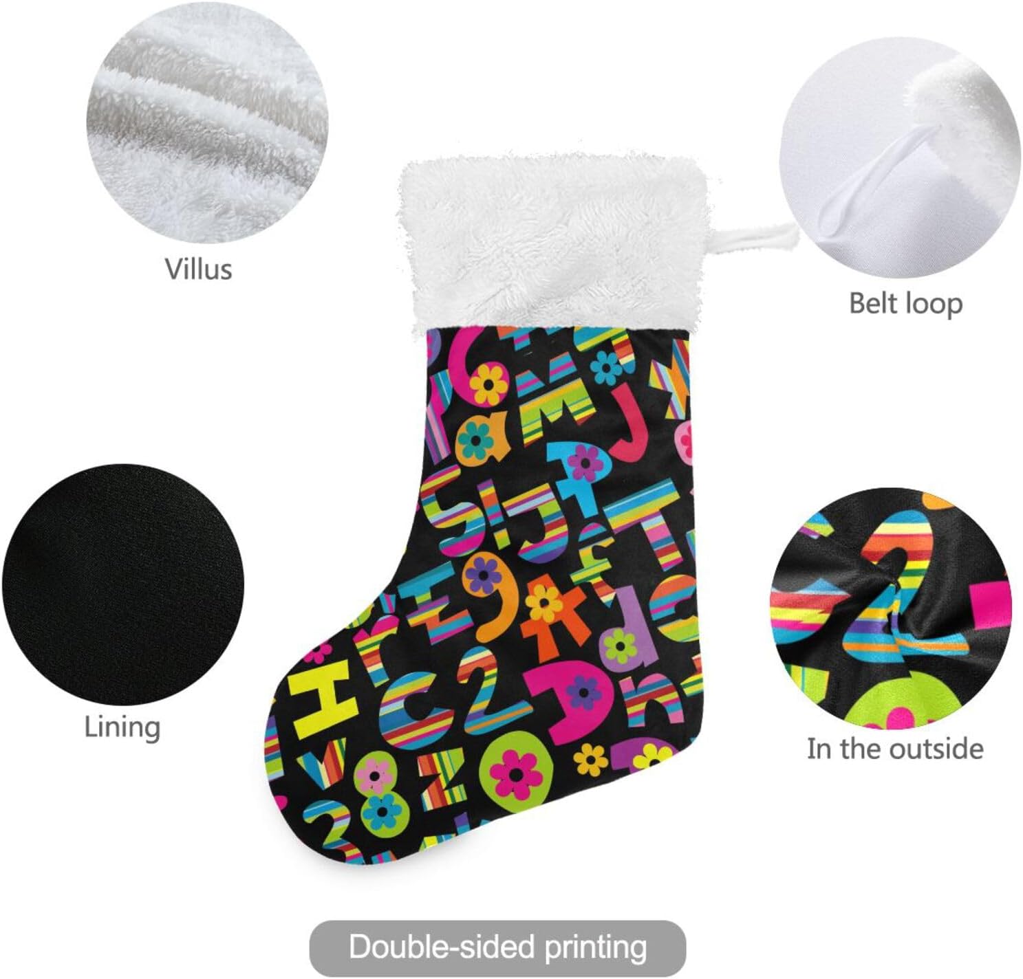 ALAZA Medias de Navidad del alfabeto, medias grandes clásicas de 18 pulgadas, medias colgantes de Navidad personalizadas para Navidad, decoración de