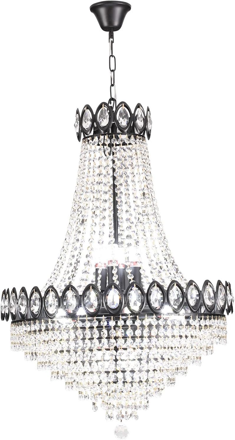 Lámpara de araña de cristal de lujo de 9 luces, moderna lámpara colgante de techo para sala de estar, dormitorio, cocina, isla, pasillo, comedor,