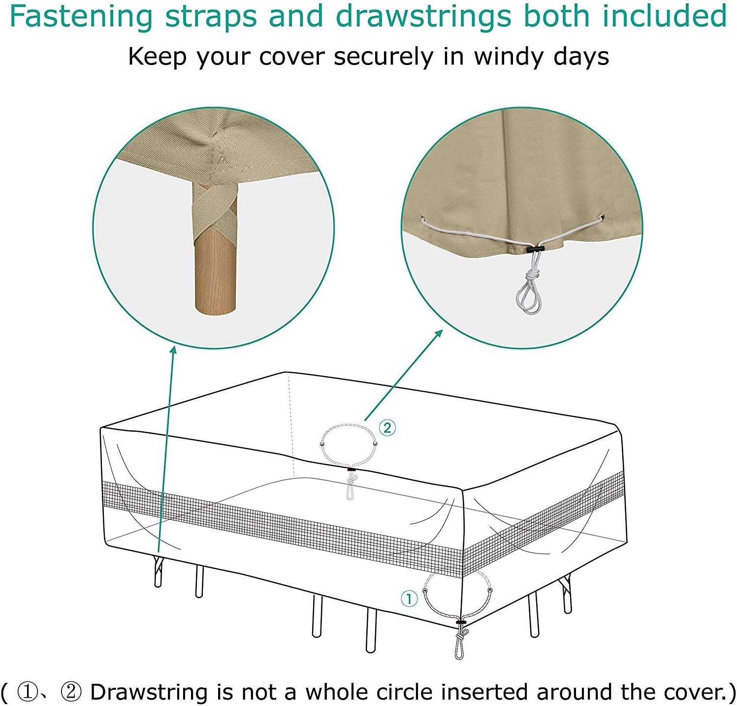 SunPatio Funda rectangular para mesa y sillas de patio, resistente al agua, juego de muebles de exterior para comedor, resistente a la intemperie,