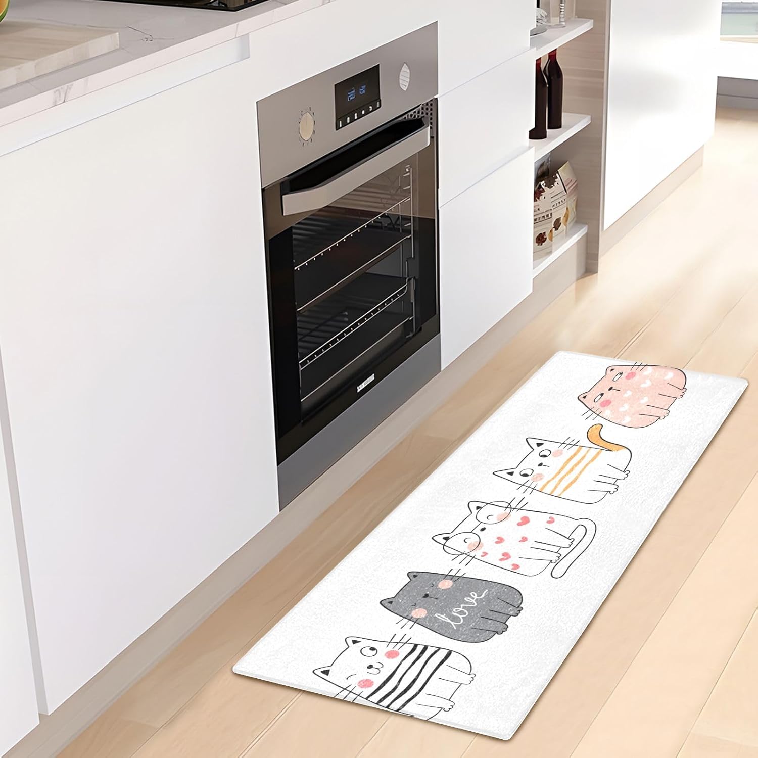 Cute Cats – Tapete de baño de felpa absorbente antideslizante, con parte trasera de goma, lavable, 39 x 20 pulgadas