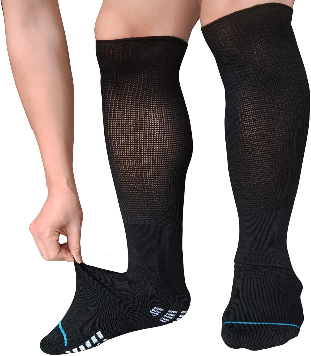 Calcetines extra anchos para diabéticos bariátricos para hombres y mujeres, calcetines de linfedema fundido para tobillo hinchado del pie, 2 pares