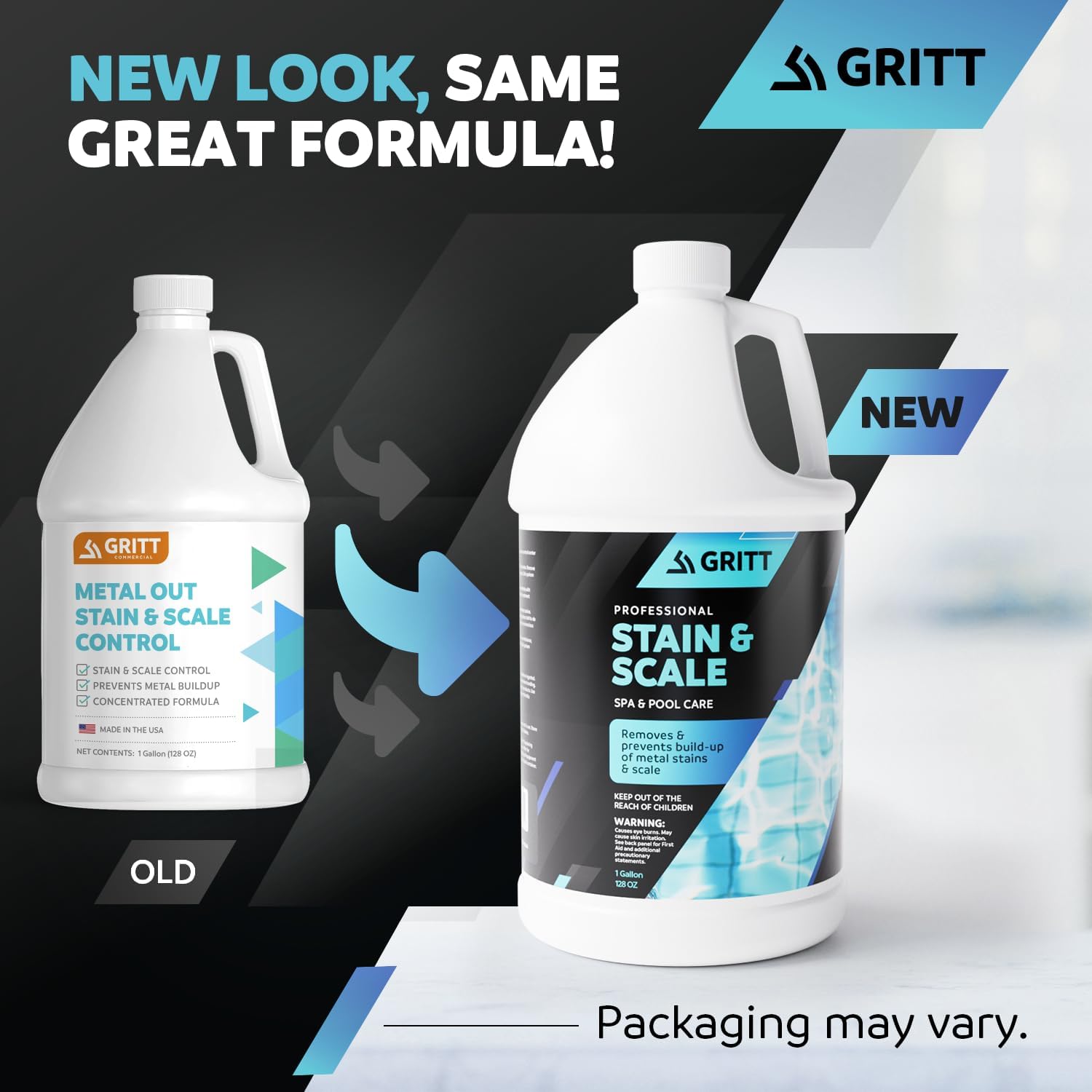 Gritt Commercial Control de manchas y incrustaciones de metal  Productos químicos para piscina, bañera de hidromasaje y spa para control de metales