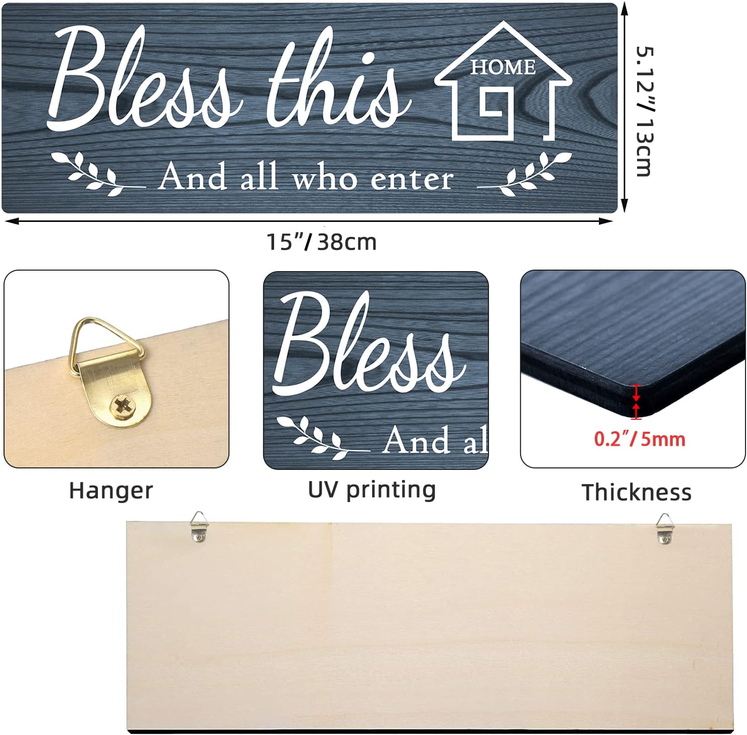 4 Pieces Home Wall Decor Signs, This is Us Together Bless this Family Rustic Wooden Wall Art with Quotes for Living Room Bedroom Kitchen Farmhouse
