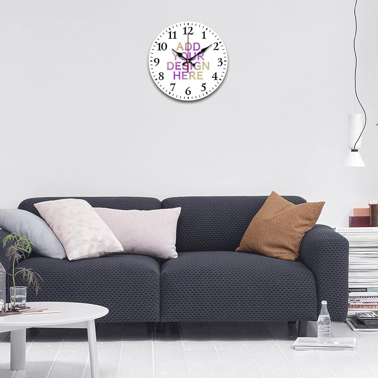 FGHJ Reloj de pared personalizado, diseño de tu propia foto, texto, logotipo, silencioso, sin tictac, reloj digital con foto para dormitorio, sala