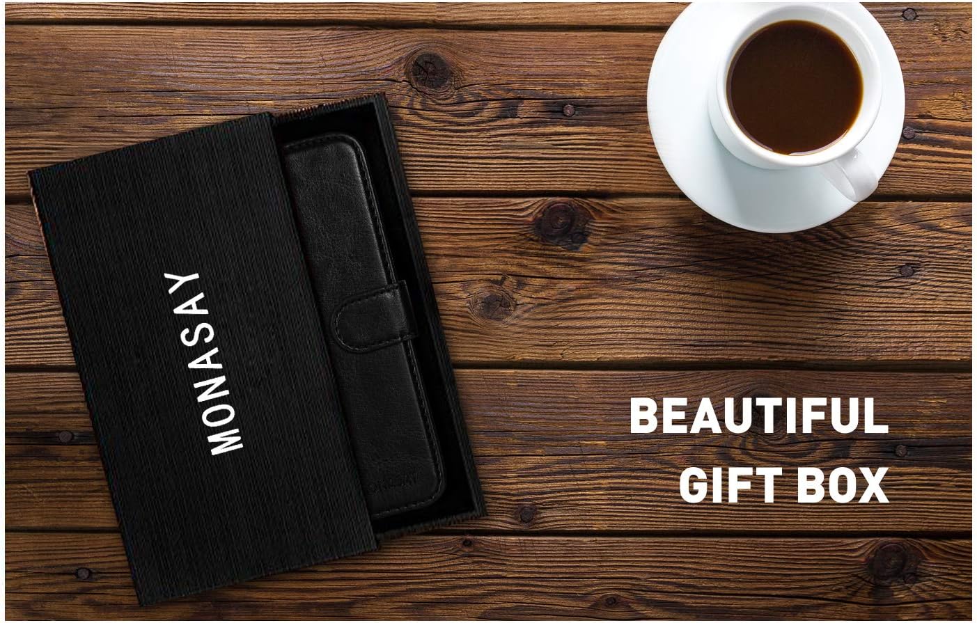 MONASAY Funda tipo cartera compatible con iPhone XR de 6.1 pulgadas, protector de pantalla de cristal incluido, bloqueo RFID, funda de piel con tapa
