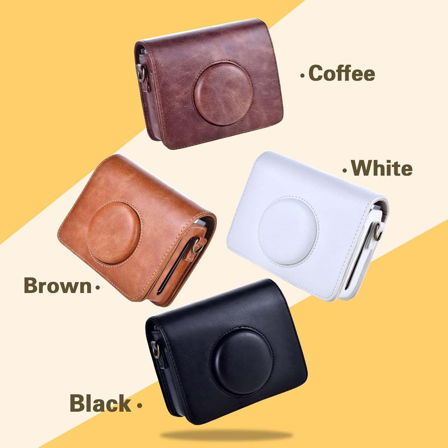 MUZIRI KINOKOO Instax Mini EVO – Funda protectora de piel sintética para cámara Fuji Instax Mini EVOPolaroid Mini EVO, con correa ajustable para el