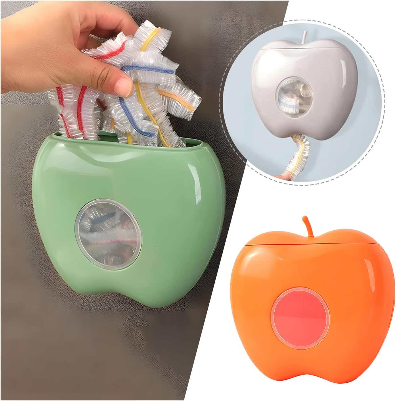 Amposei Caja de almacenamiento de plástico, bolsa de almacenamiento de frescos, organizador de cocina, montado en la pared, gran capacidad, sin