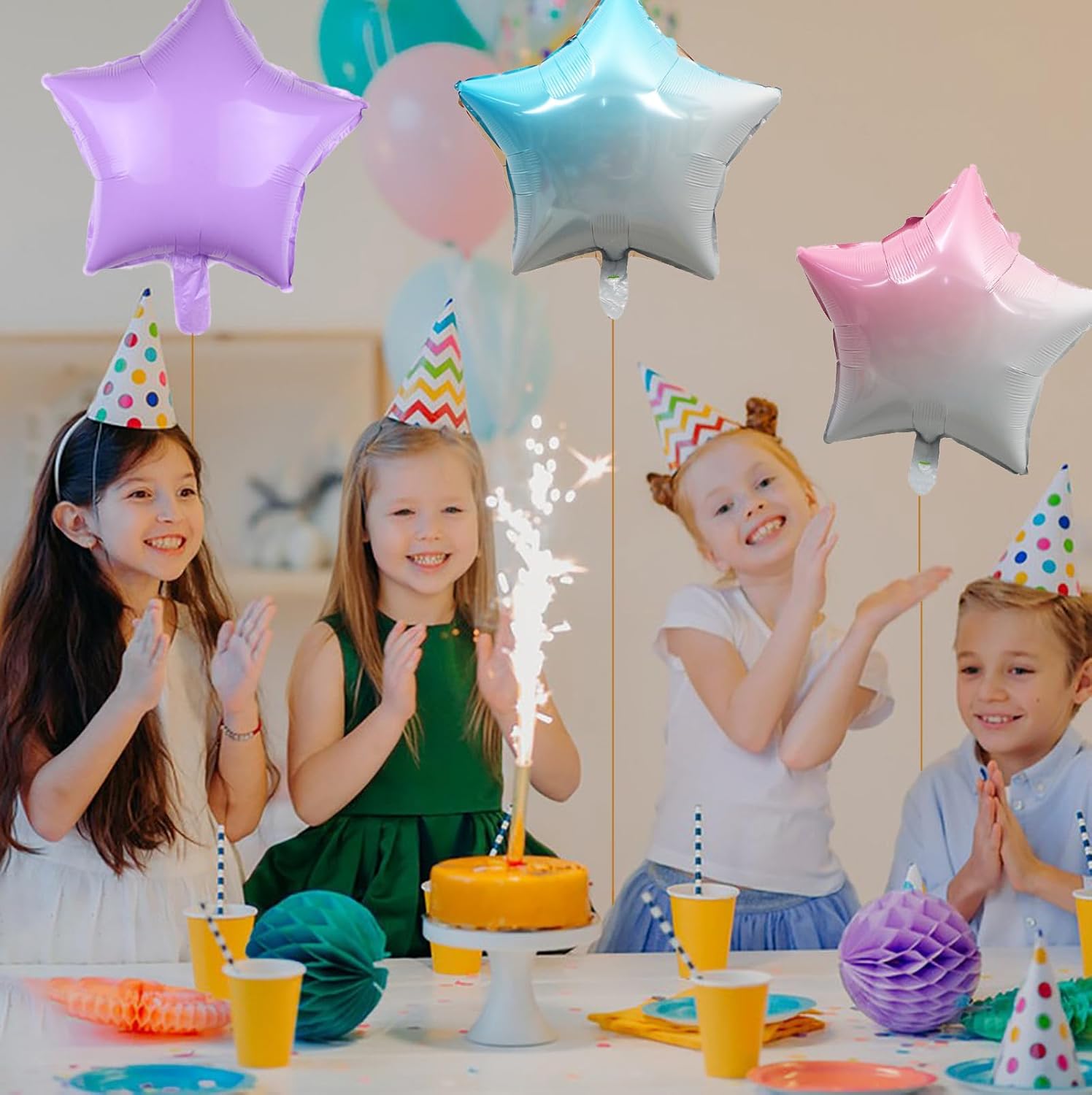 KALOR Globos de Mylar de estrella de color morado pastel de 18 pulgadas, 10 globos de helio en forma de estrella para bodas, baby shower,