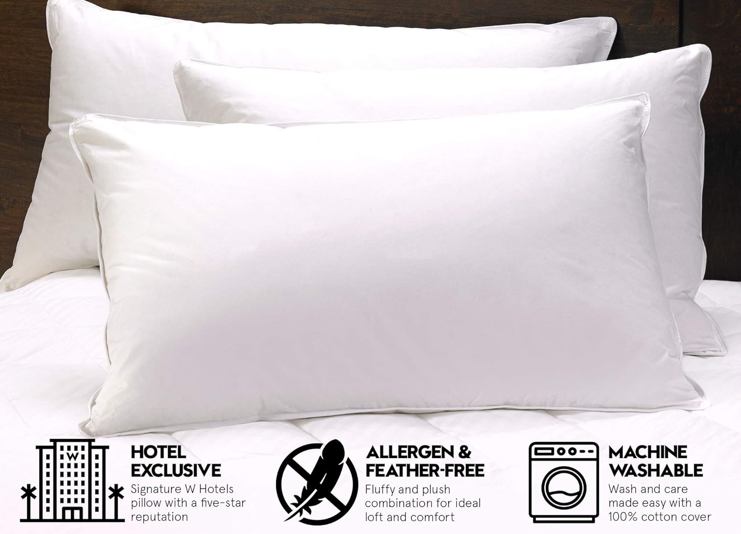 W Hotels Almohada alternativa de plumón, almohada hipoalergénica, tamaño Queen (20 x 30 pulgadas)