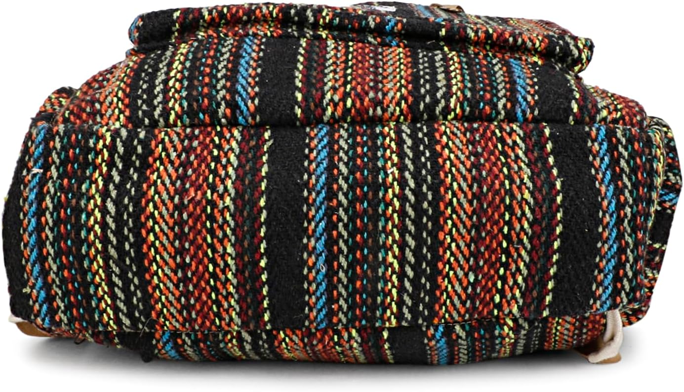 Himalyan Hemp Laptop Bag MochilaViajero Bolsa, Cáñamo Portátil Bolsa, Negro Multi-2, Mochila