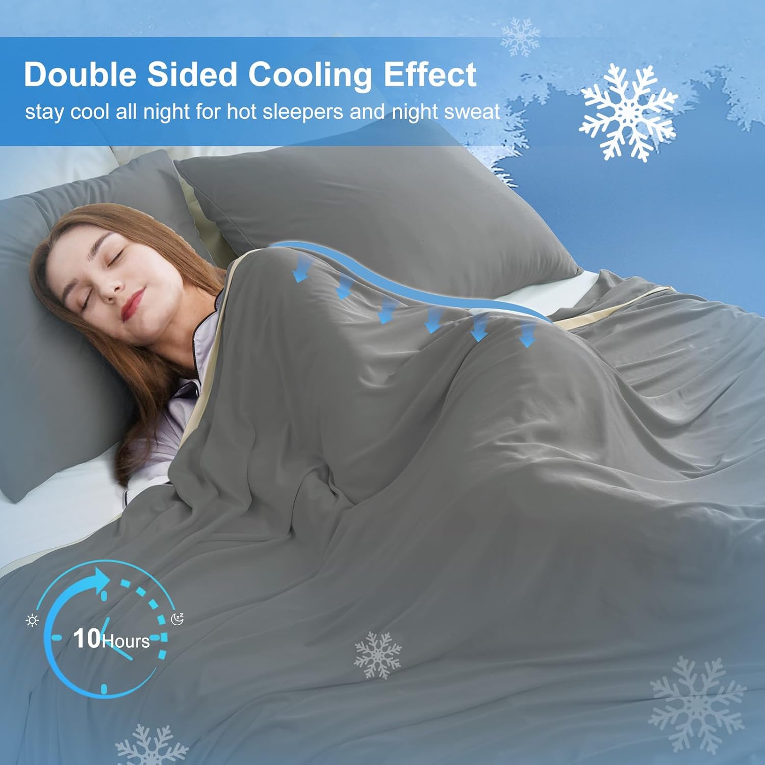PHF Arc-Chill Q-Max0.5 – Manta refrescante doble para personas que duermen con calor y calor en tamaño individual, con doble refrigeración, absorbe