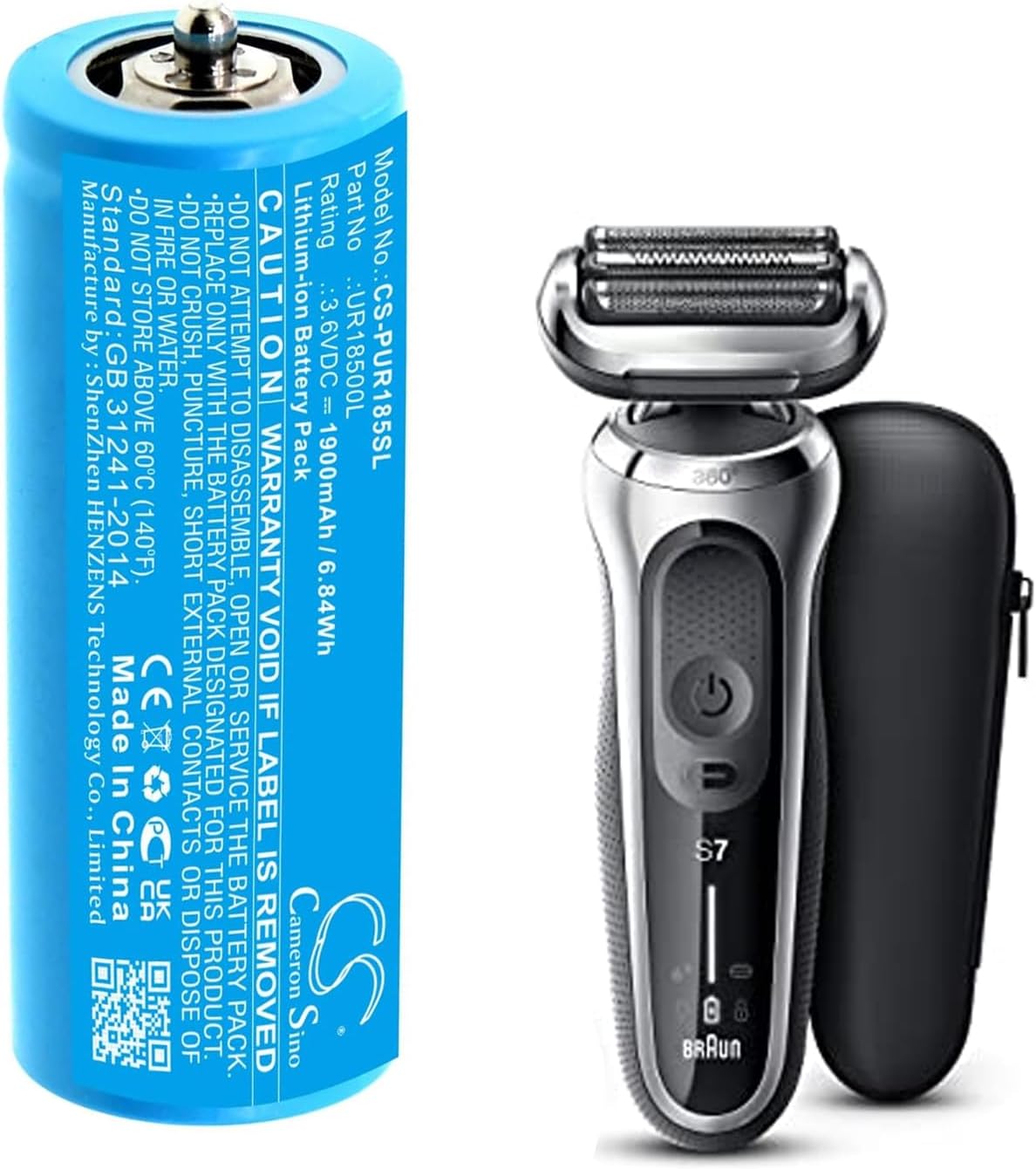 1900mAh Batería de repuesto para Braun 3018765, Rasierer Series 7, 2011, 2012, 5375, 5375 Silk-epil, 5377, 5377 Silk-epil, 5671, 5671 Silk-epil,