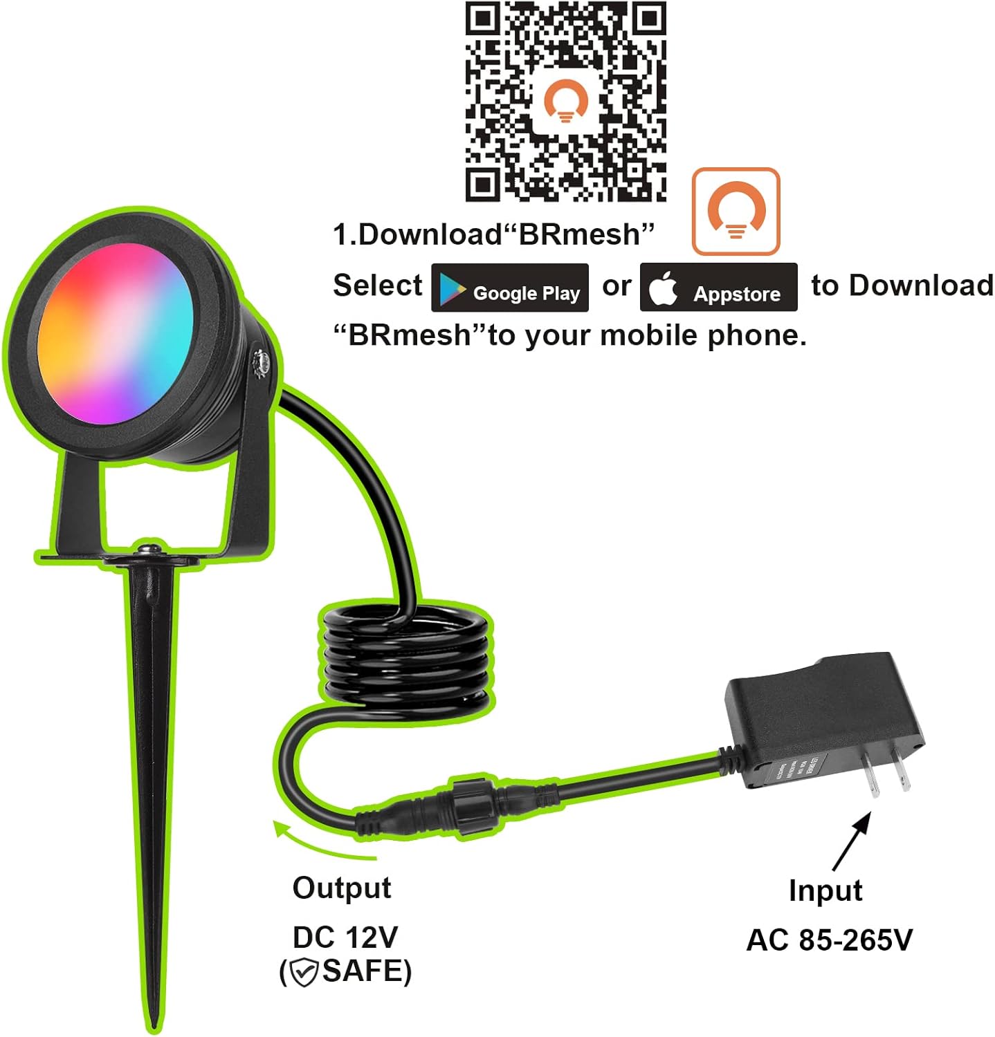 Focos de luz para exteriores, foco impermeable de 15 W LED para exteriores, foco RGBW que cambia de color para patio, luces de paisaje de 12 V con