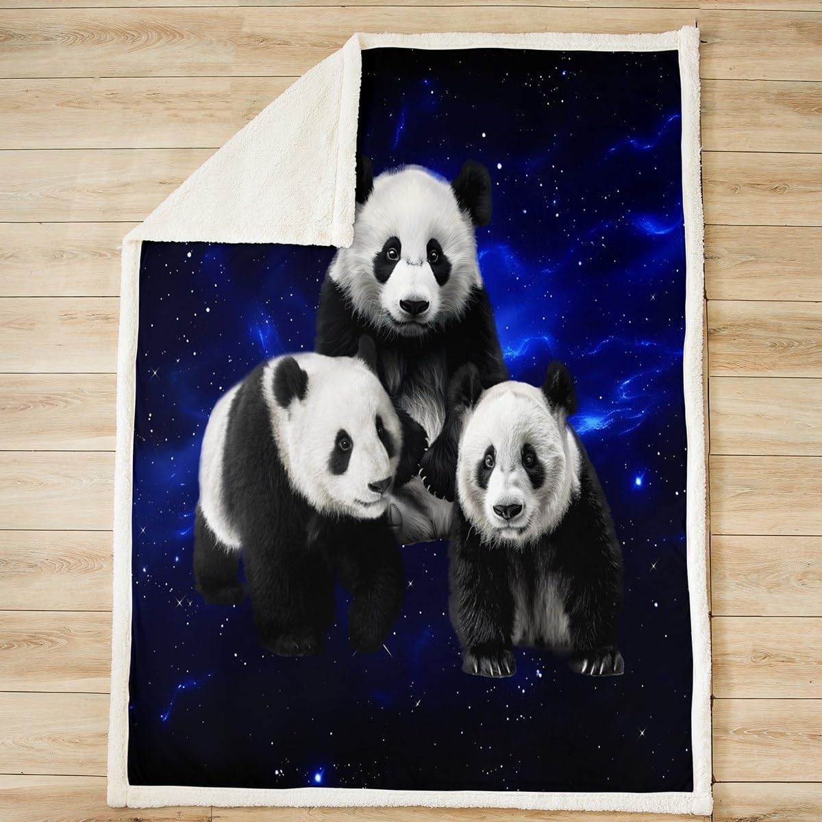 Manta de felpa de panda Galaxy Space Panda Bear manta de vellón para niños y niñas, bonita manta sherpa de animales salvajes, decoración ultra