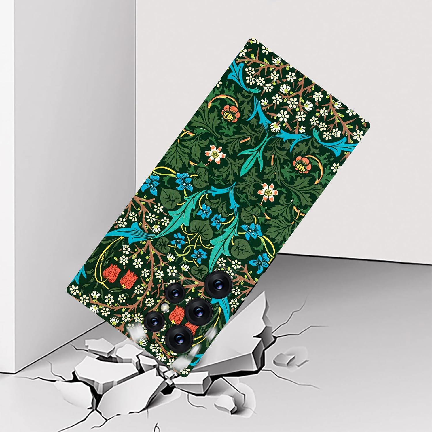 MURLEBAY Funda para Samsung Galaxy S22 Ultra, funda protectora delgada de TPU suave para teléfono con diseño de flores y plantas de flores