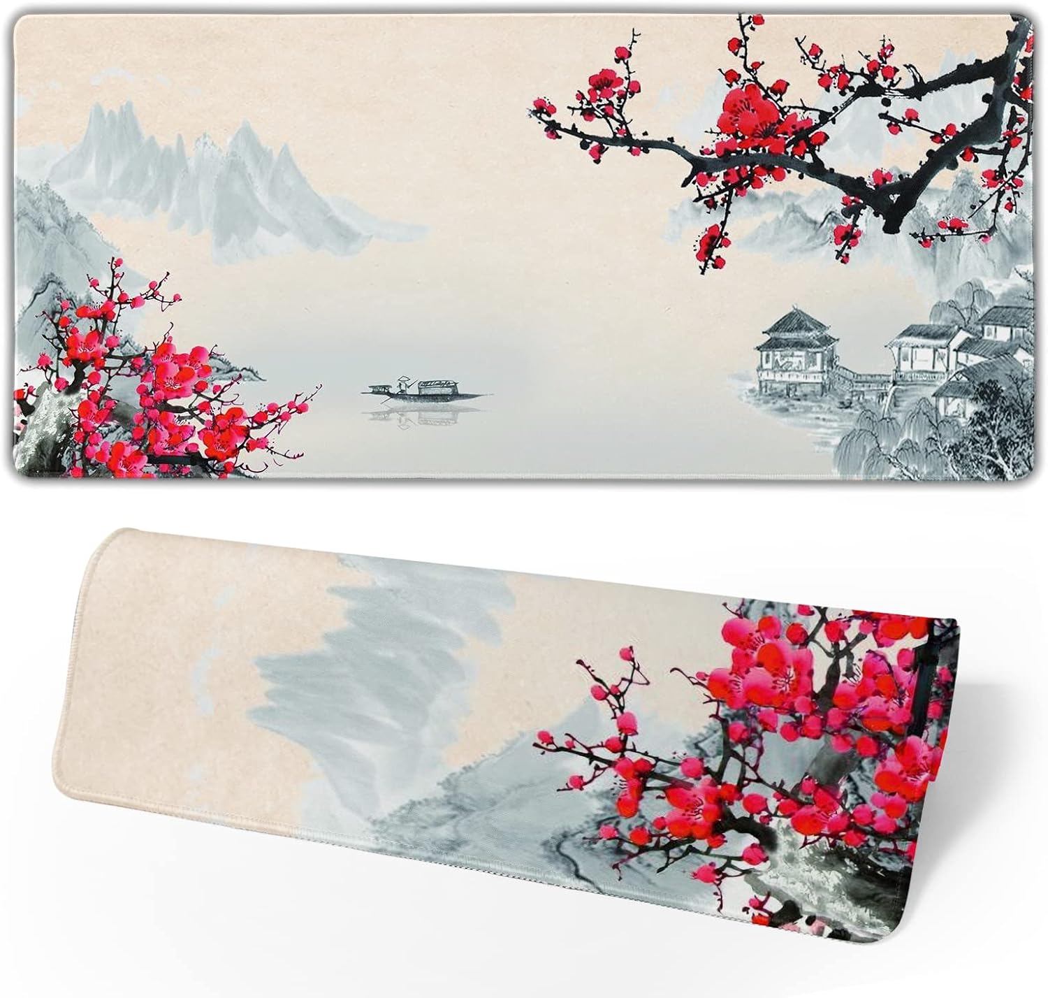 Sakura – Alfombrilla de mouse grande para videojuegos, tamaño XXL, diseño de flor de cerezo, base de goma antideslizante de 35.4 x 15.7 pulgadas con
