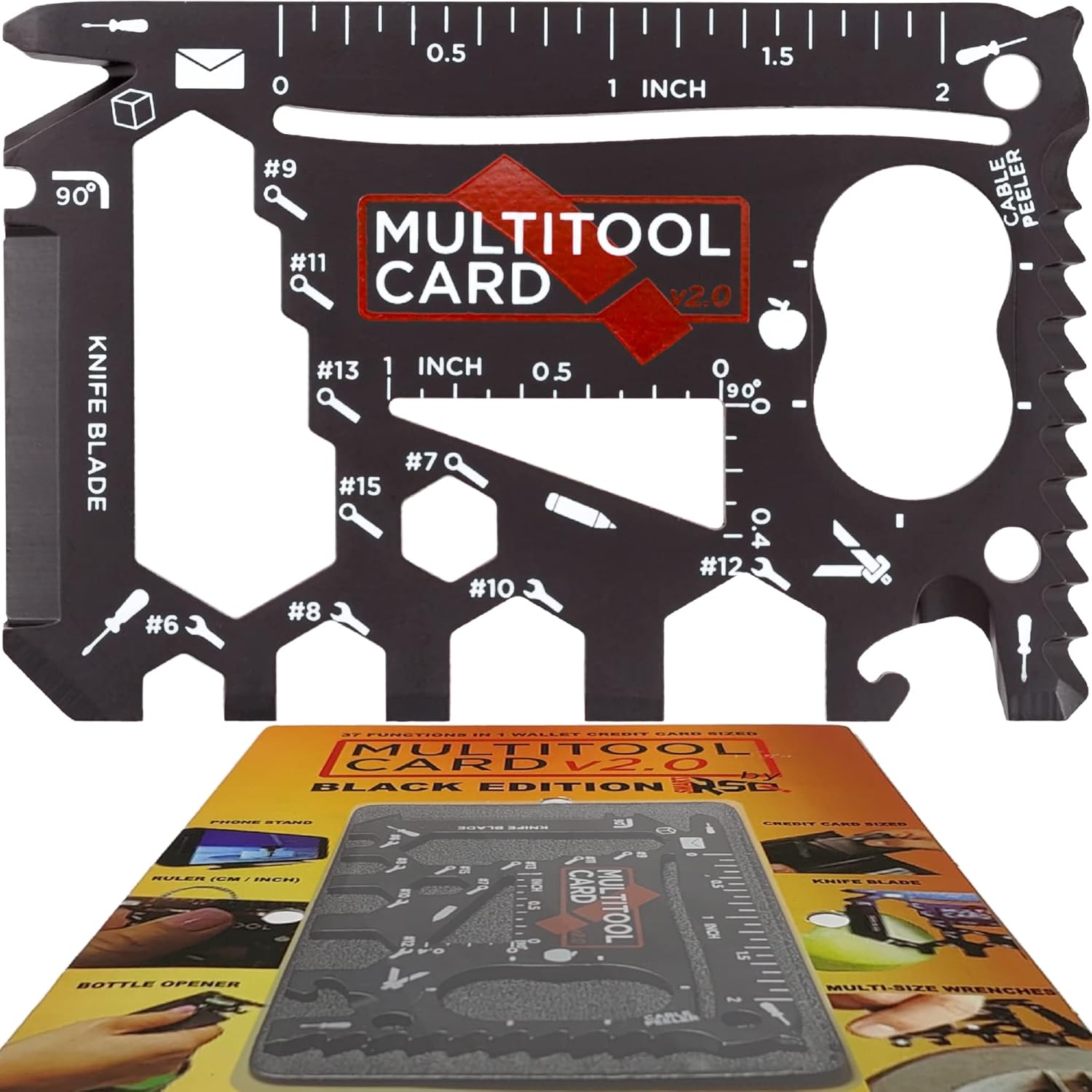 Tarjeta de crédito negra 37 en 1, regalo multiherramienta (1 herramienta en 1 juego). Tamaño de tarjeta de crédito Billetera Multiherramienta