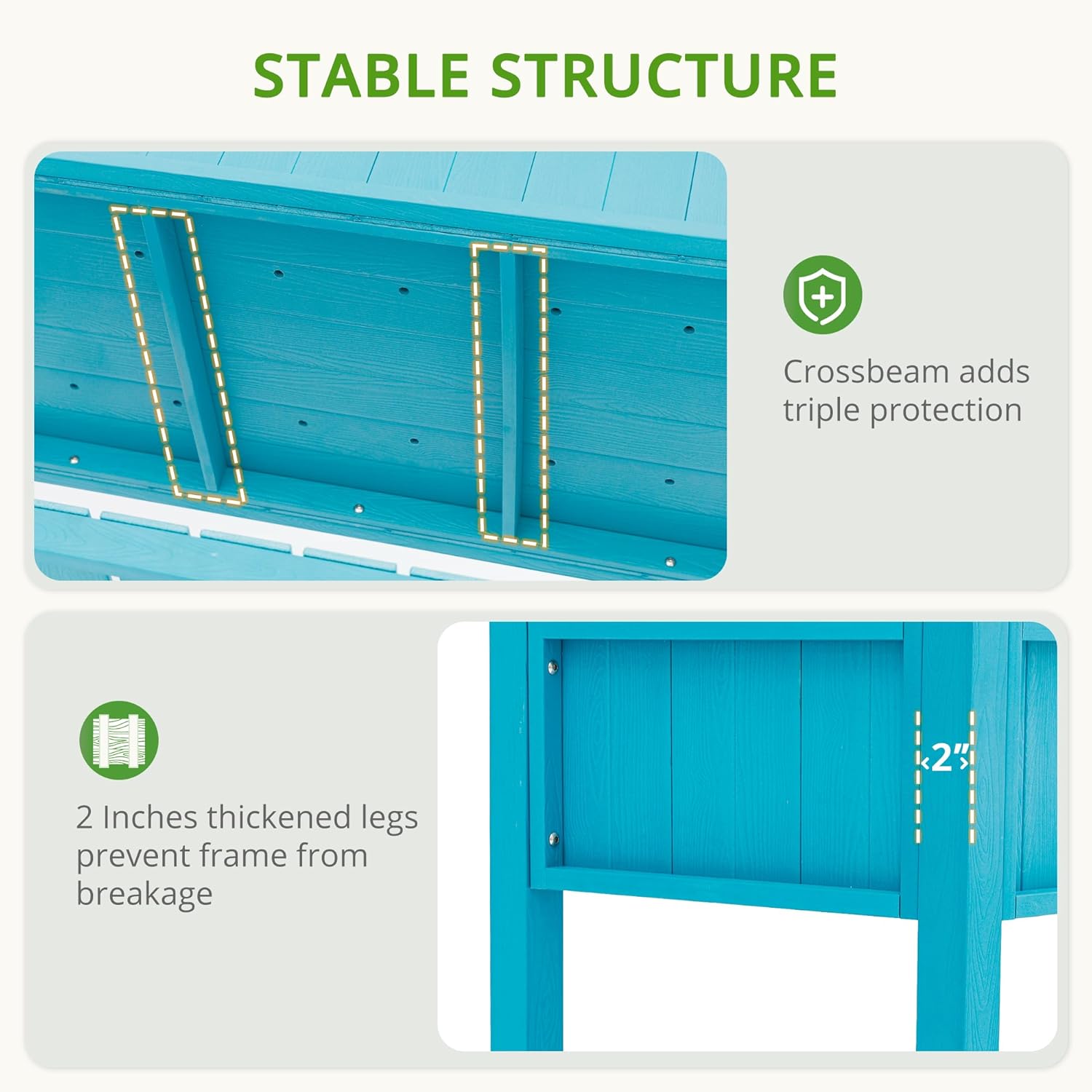 LUE BONA Cama de jardín elevada grande con herramientas y estante, 47 x 21 x 30 pulgadas, 8 bolsillos HDPS elevados para bricolaje con patas, sin