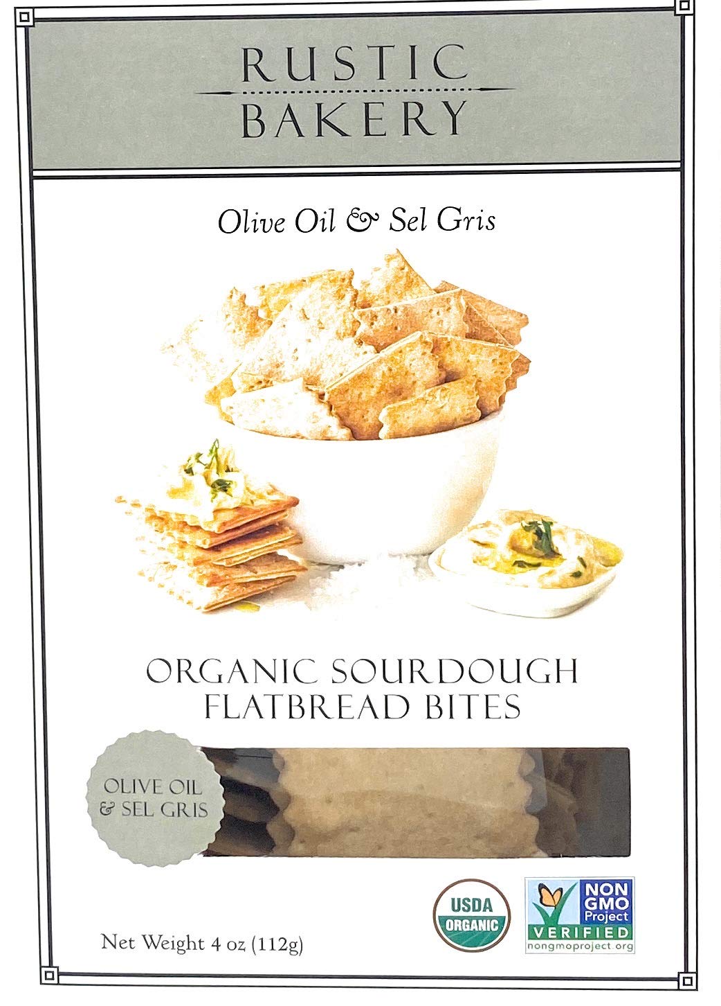 Rustic Bakery Crackers Organic Romero Sourdough Gourmet Flatbread Bite Tamaño Dos Veces Horneado Variedad Bundle  Aceite de oliva y Sel Gris, romero