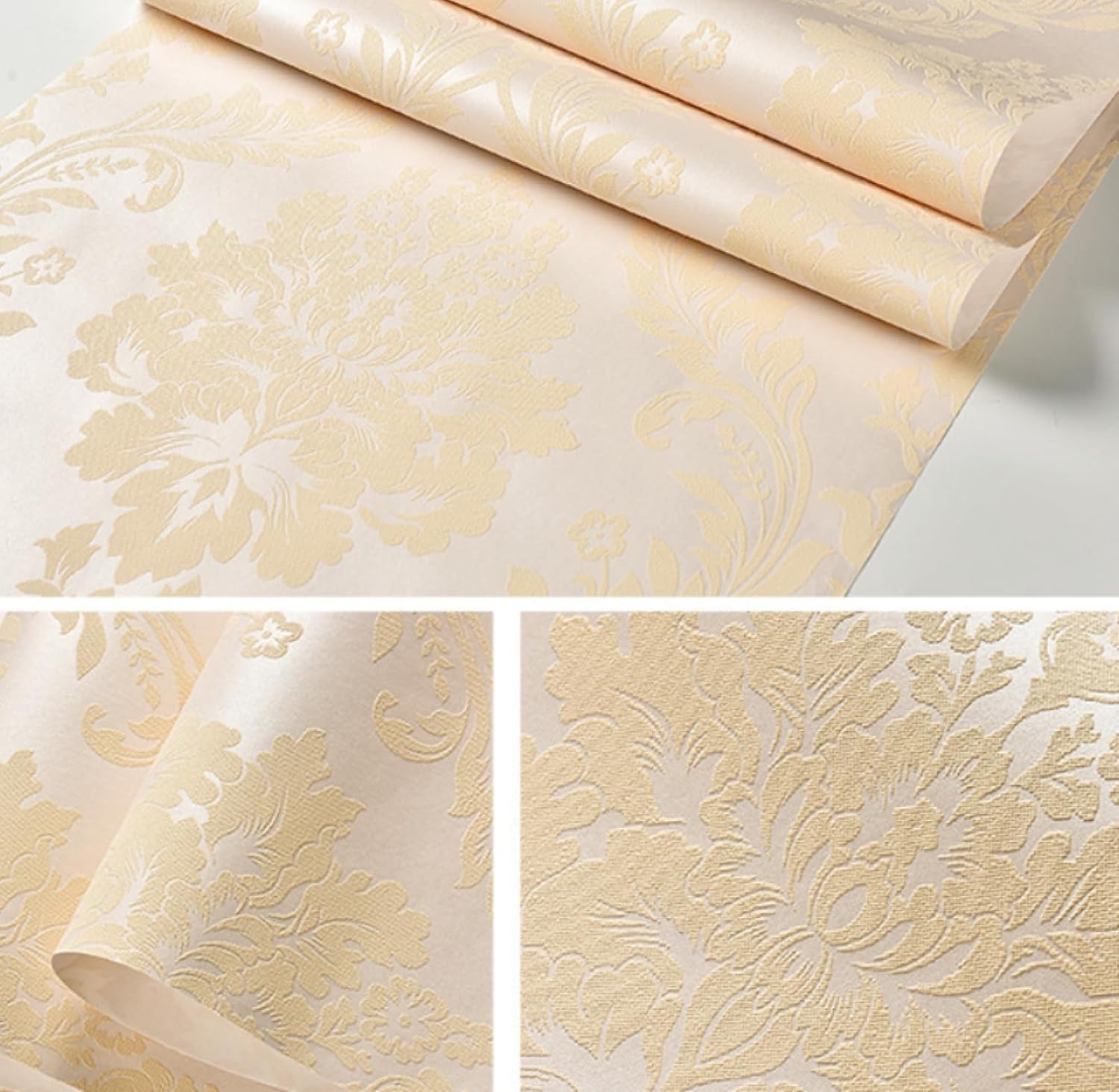 Papel Pintado Europeo 3D Papel pintado tridimensional no tejido Dormitorio Sala de estar Hotel Papel pintado no autoadhesivo Beige