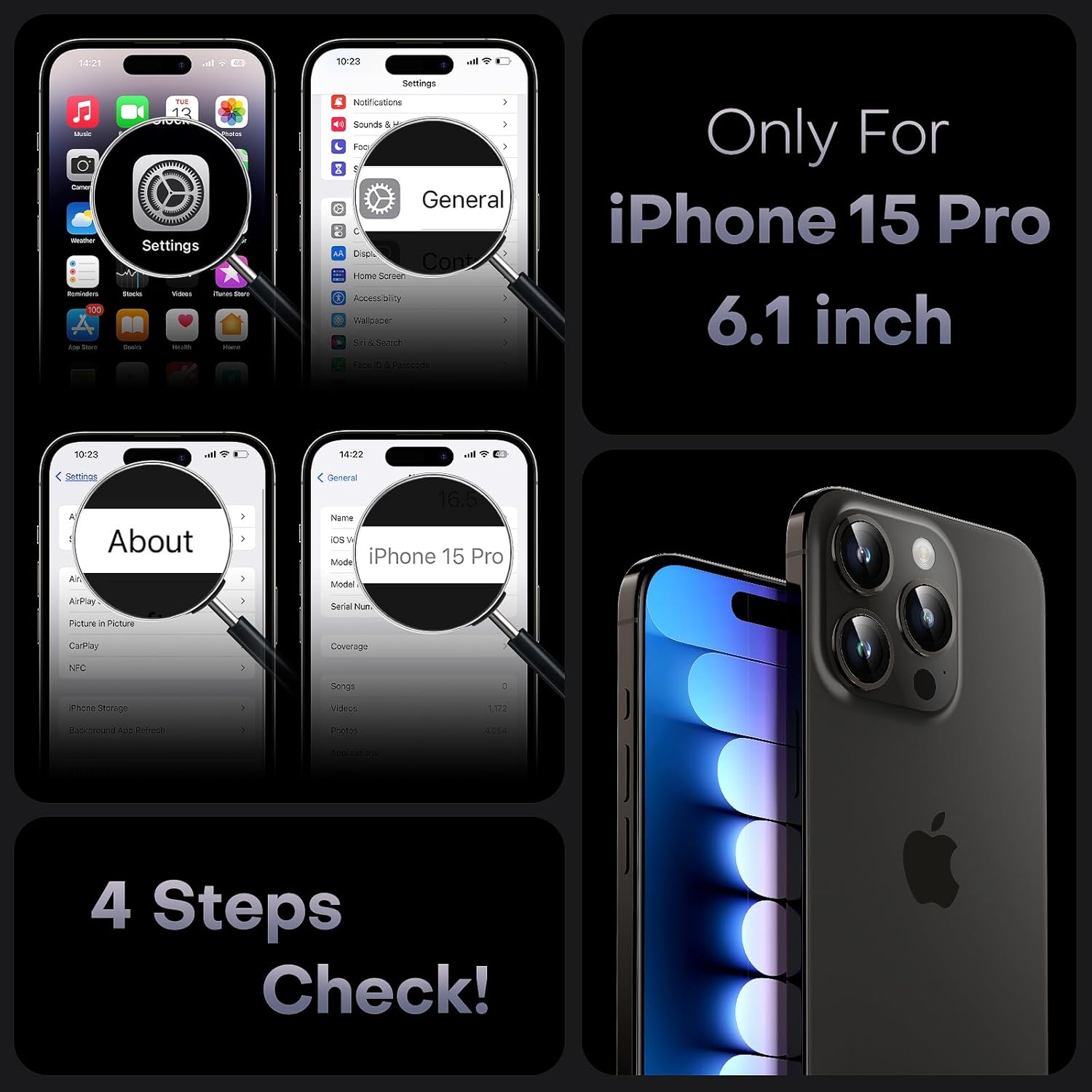 TOCOL Funda magnética 3 en 1 para iPhone 15 Pro, mejorada protección completa de cámara con 2 protectores de pantalla, compatible con MagSafe,