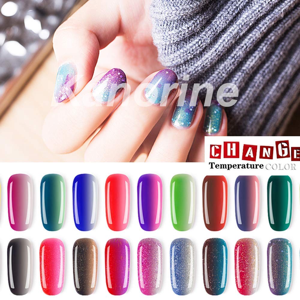 Esmalte de uñas de gel que cambia de color con la temperatura, 0.3onzas líquidas, kit de gel UV LED semipermanente