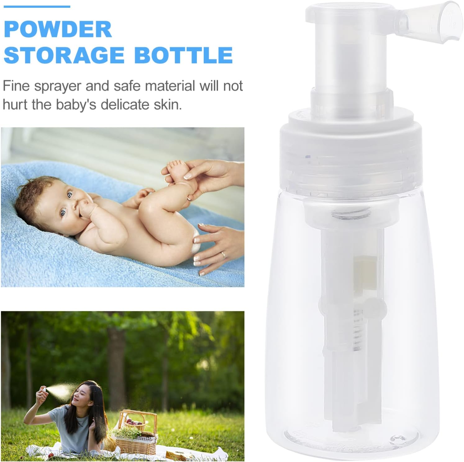 EXCEART Botella de spray de polvo de polvo de purpurina suelta de polvo contenedor de polvo de talco para después del baño, caja de polvo de