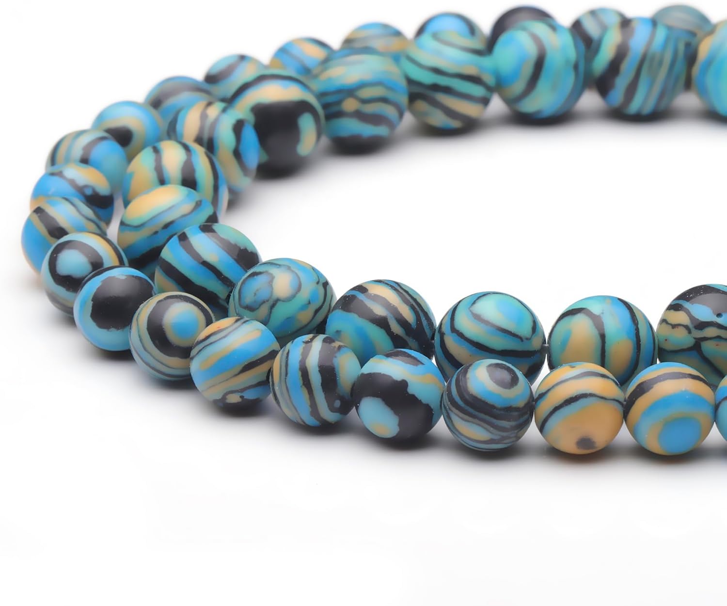 Cuentas de piedras preciosas naturales para la fabricación de joyas, cuentas redondas lisas pulidas de malaquita azul de 0.315 pulgadas, cuentas