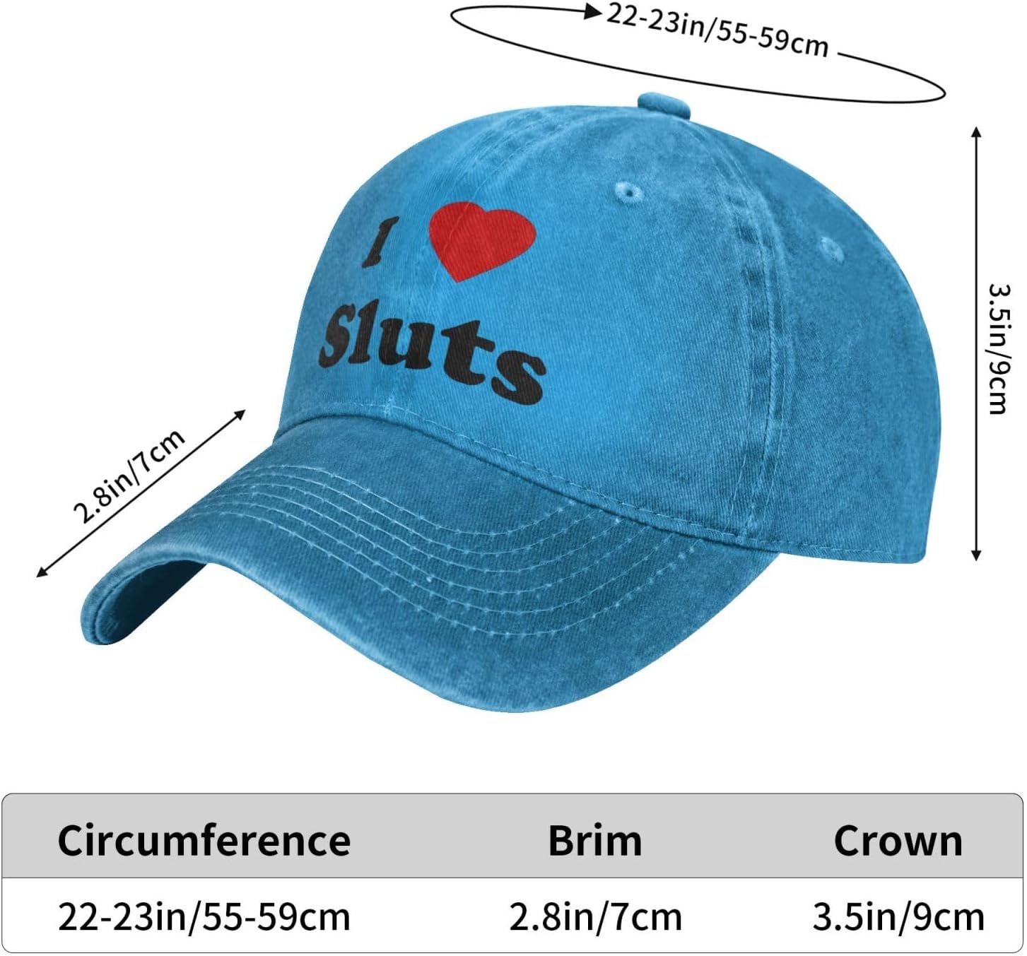 Sombrero I Love Sluts I Love Hot Sluts Sombrero de vaquero Hombres Gorra de béisbol Vintage Mujeres Trucker Hat Dad Cap Cola de caballo Sombrero