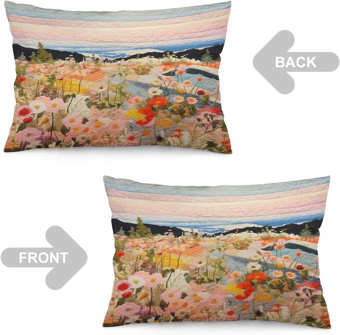 Funda de almohada con diseño de retazos de flores bohemias, tamaño Queen de 20 x 30 pulgadas, colorida almohada decorativa bohemia con diseño de