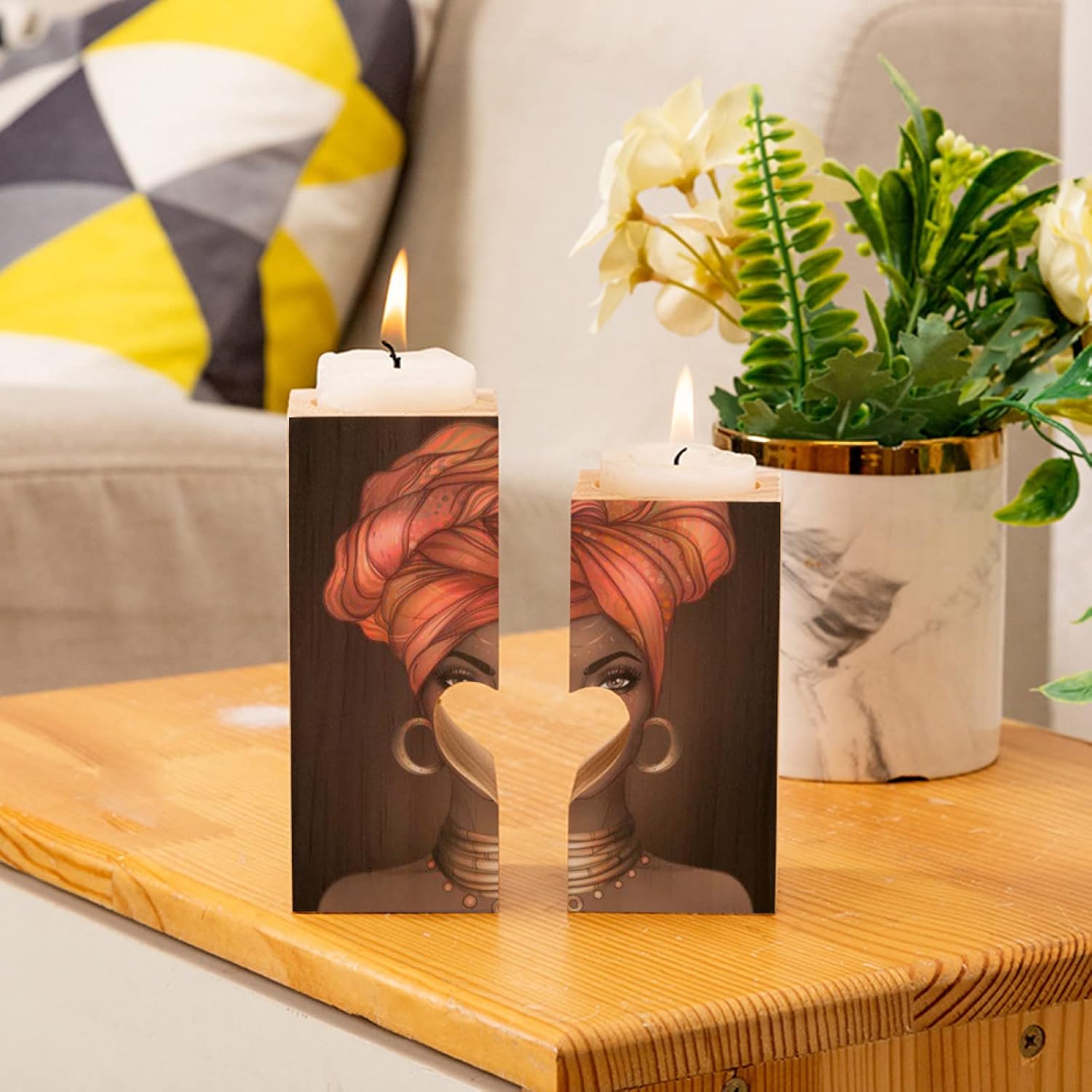 YouTary Portavelas de madera con diseño de corazón para niña, regalo romántico para boda, Navidad, novia, cumpleaños, aniversario