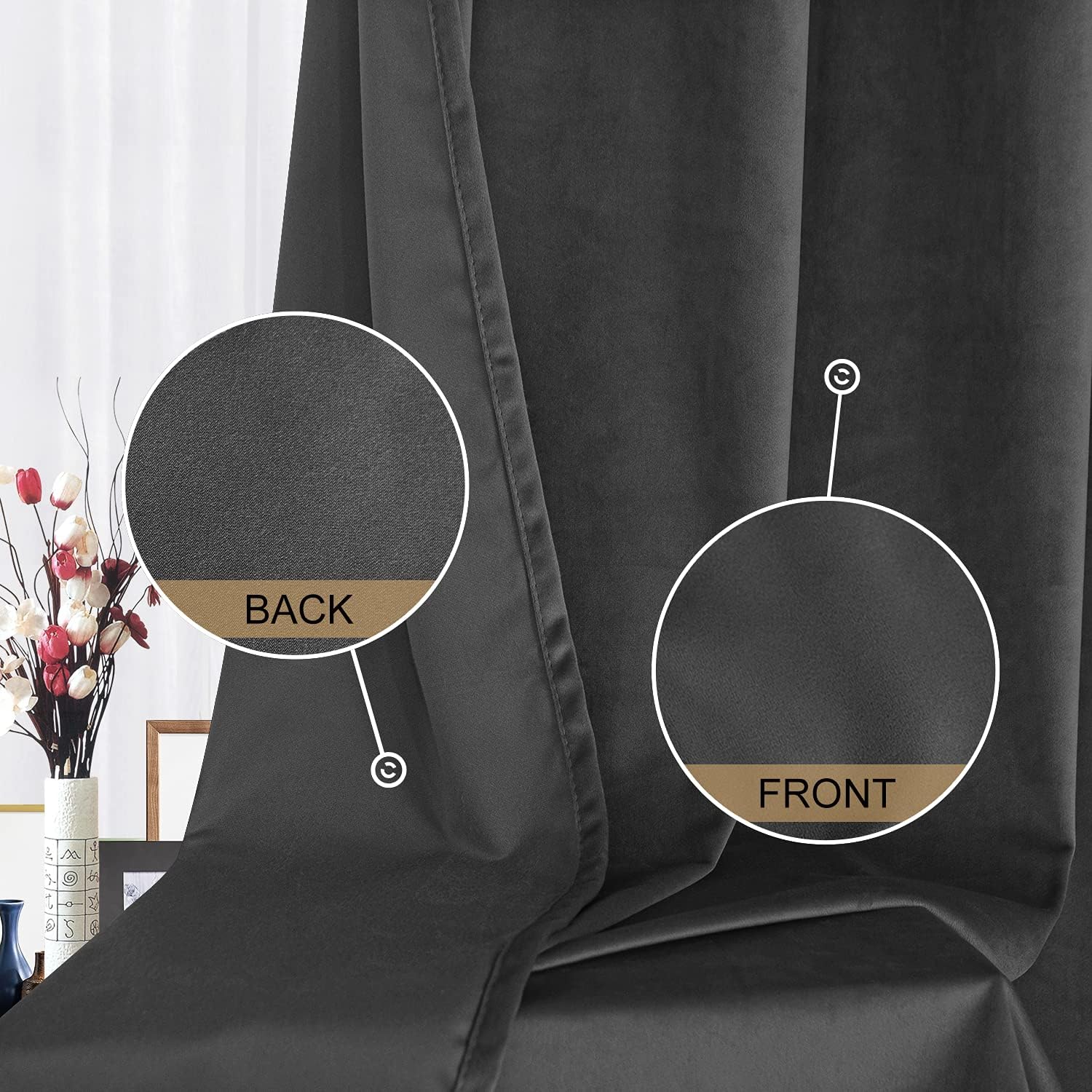 LUSHLEAF 2 paneles de cortinas opacas de terciopelo gris de 84 pulgadas, paneles de cortinas opacas de terciopelo con aislamiento térmico para