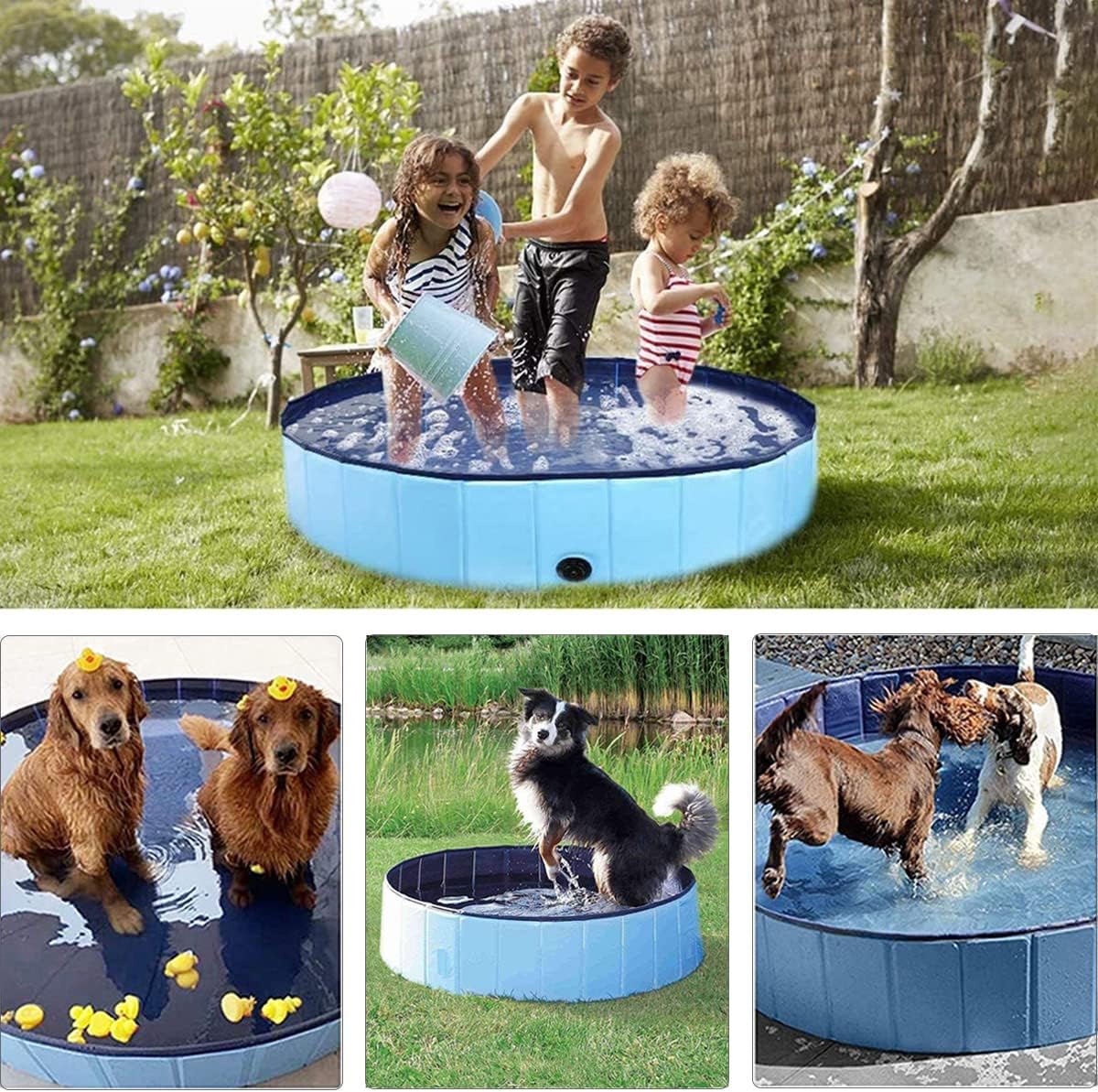 Piscina para perros y cachorros, piscina plegable para perros, piscina para mascotas, portátil, adecuada para uso en interiores y exteriores (40 x