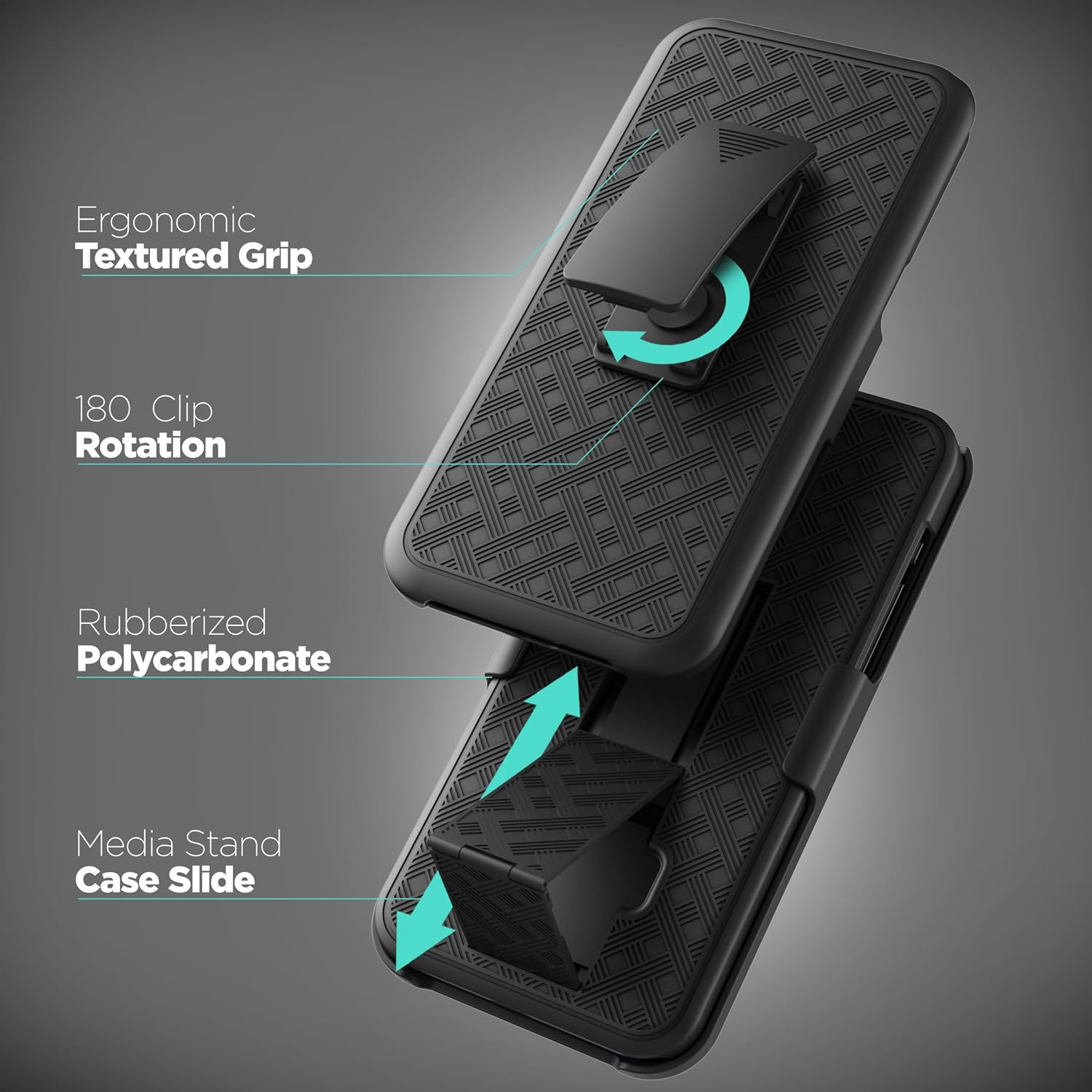Galvanox Funda diseñada para iPhone 15 Pro Max con clip para cinturón (2023) Carcasa rígida de policarbonato ultra duradera (negro)