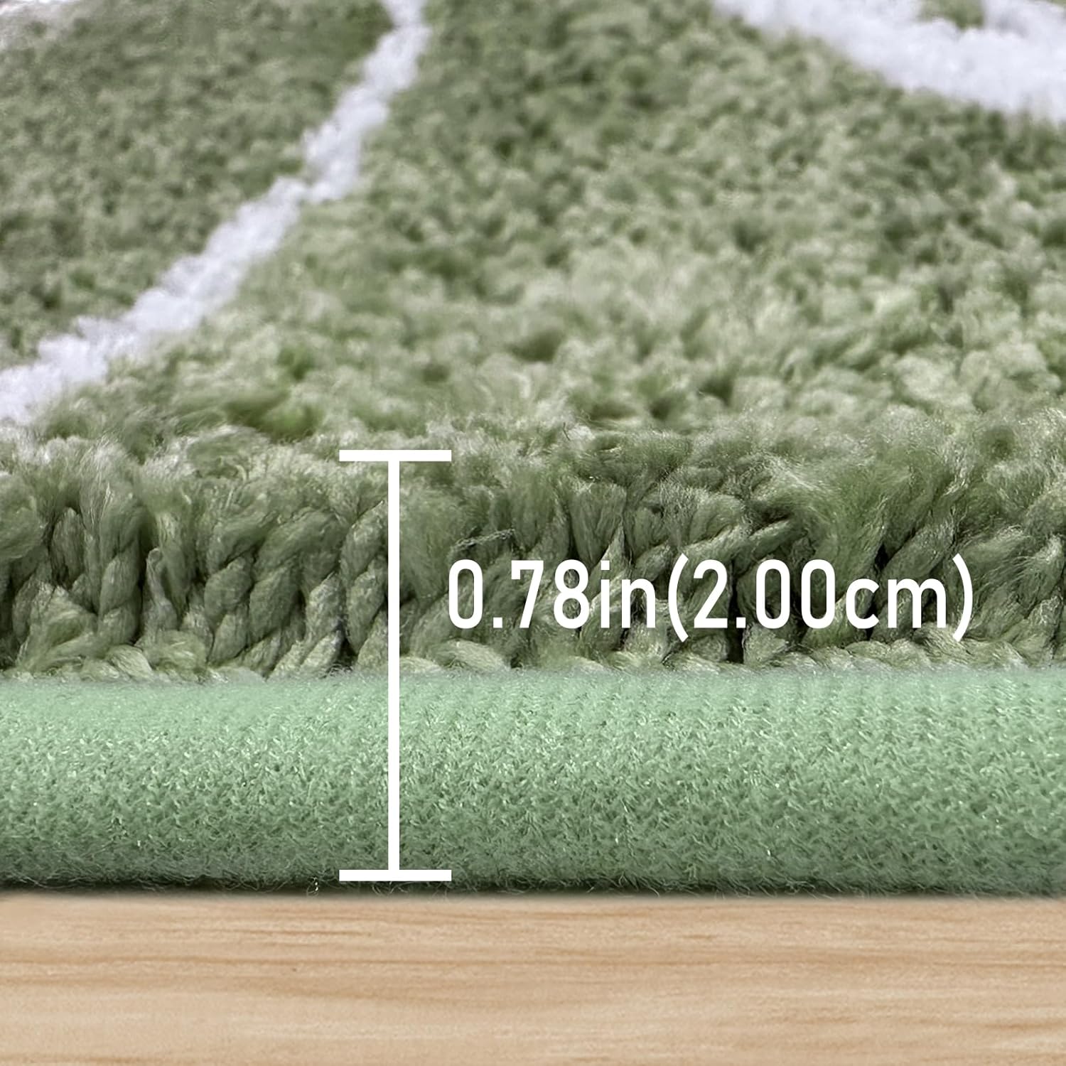 Tititex Alfombra de baño de lujo verde salvia con línea curva blanca, 20 x 32 pulgadas, alfombra de baño de microfibra extra suave y absorbente,