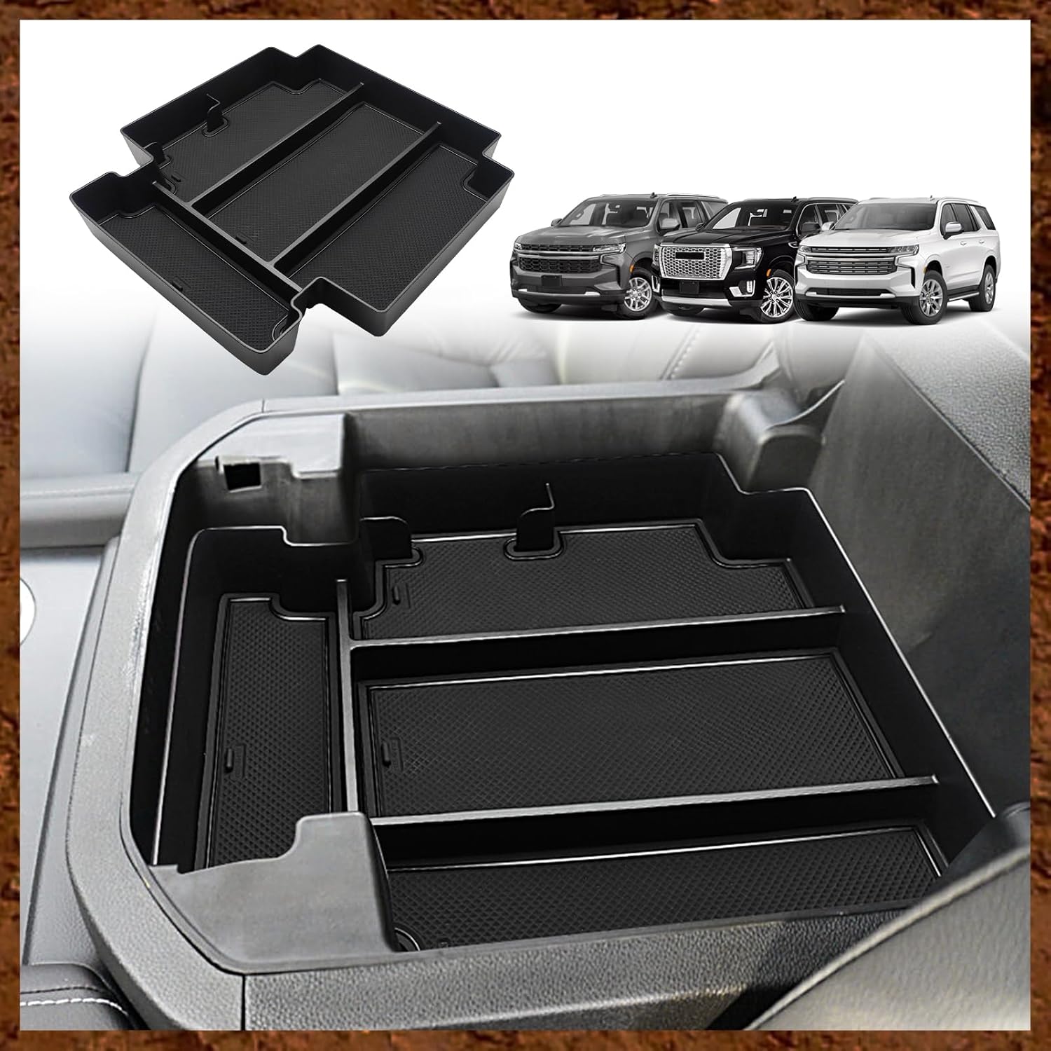 Para consola deslizante Yukon Tahoe Suburban 2021-2024, organizador de consola central, bandeja de almacenamiento compatible con GMC Yukon Chevy
